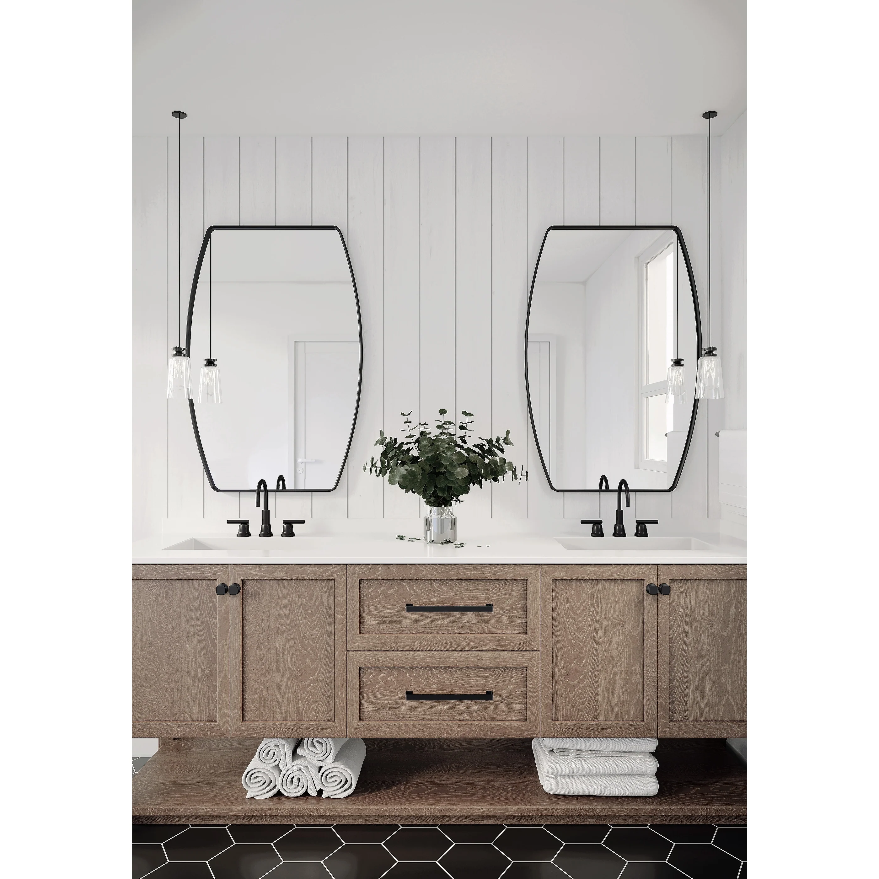 Modern Oblong Metal Wall Mirror, Decorative Elongated Hanging Mirror for Living Room, Bedroom and Entryway - Image 2