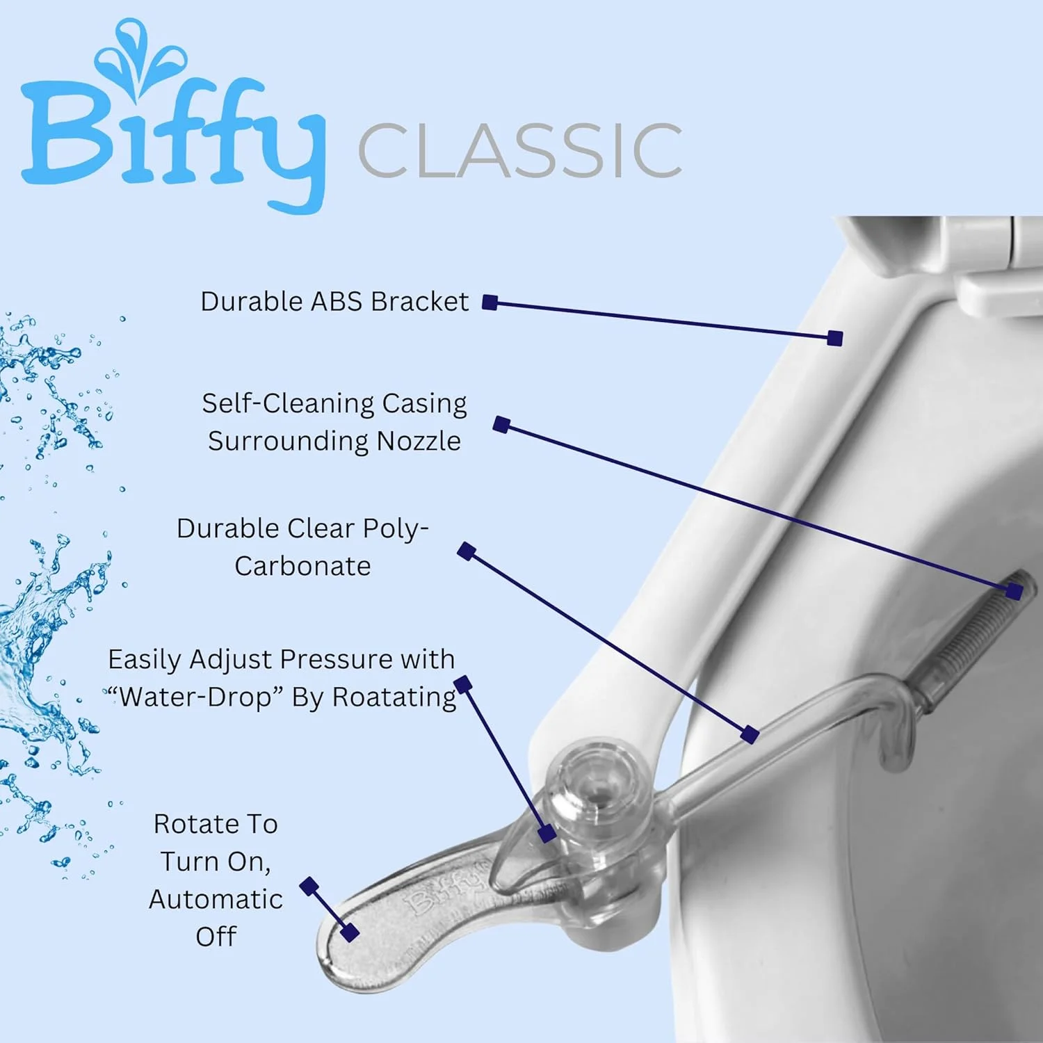 Classic (Universal) Bidet Attachment: Clinically Tested, Improved Hygiene, Self-Cleaning 8-Stream Nozzle, Non-Electric, Adjustable Water Pressure, Easy Install (Universal Classic) - Image 2