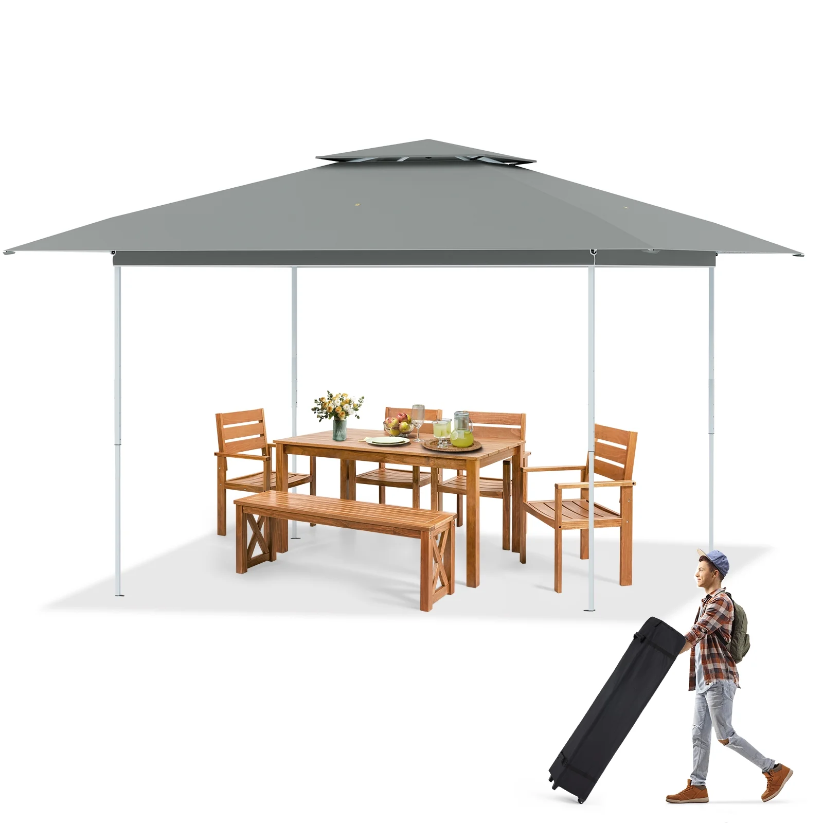 AVAWING 12x12 ft Outdoor Pop-up Canopy Party Tent Easy Setup Patio Wedding Tent, Khaki - Image 41