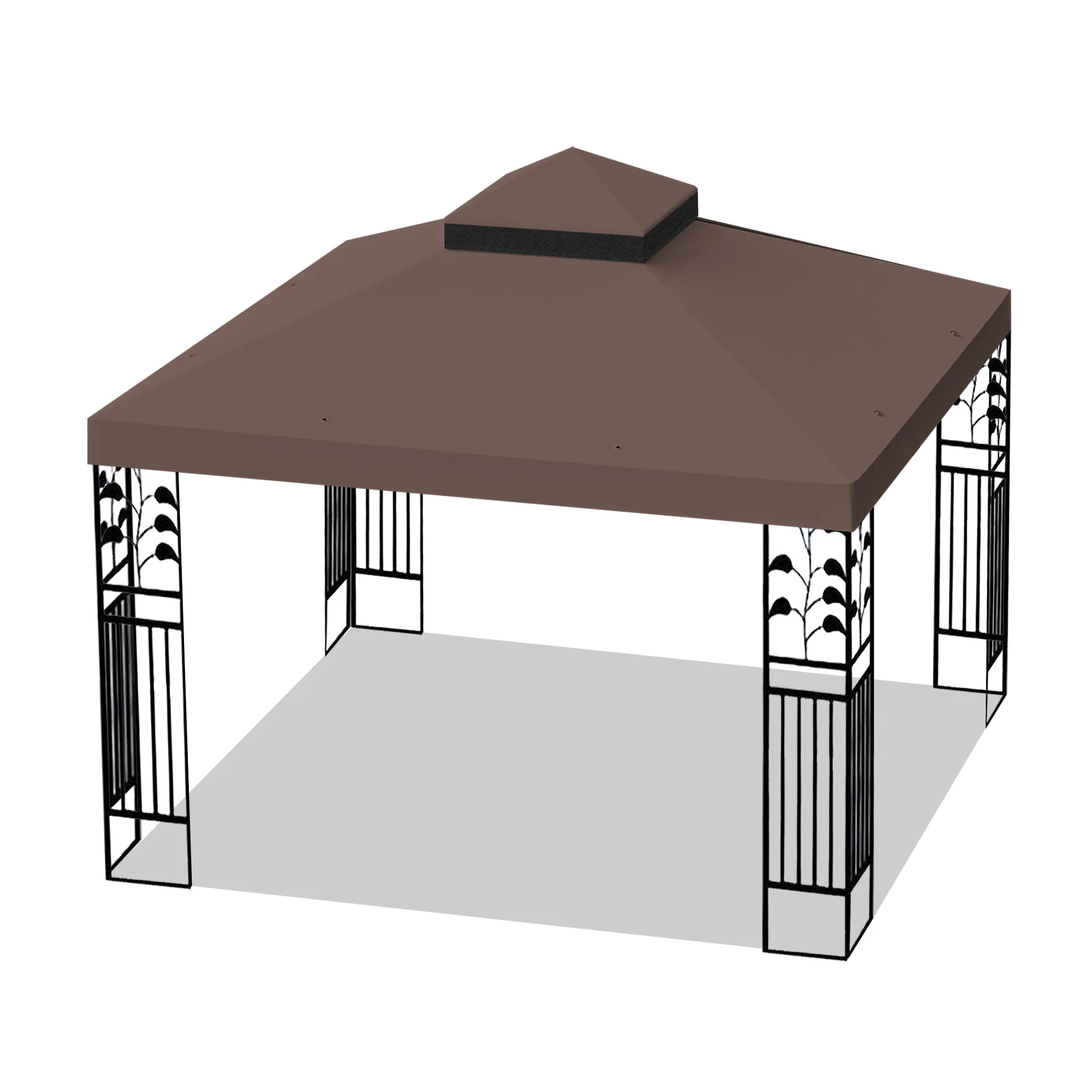 10x10 Ft Outdoor Patio Gazebo Replacement Canopy, Double Tiered Gazebo Tent Roof Top Cover Only(Frame Not Include) - Image 4