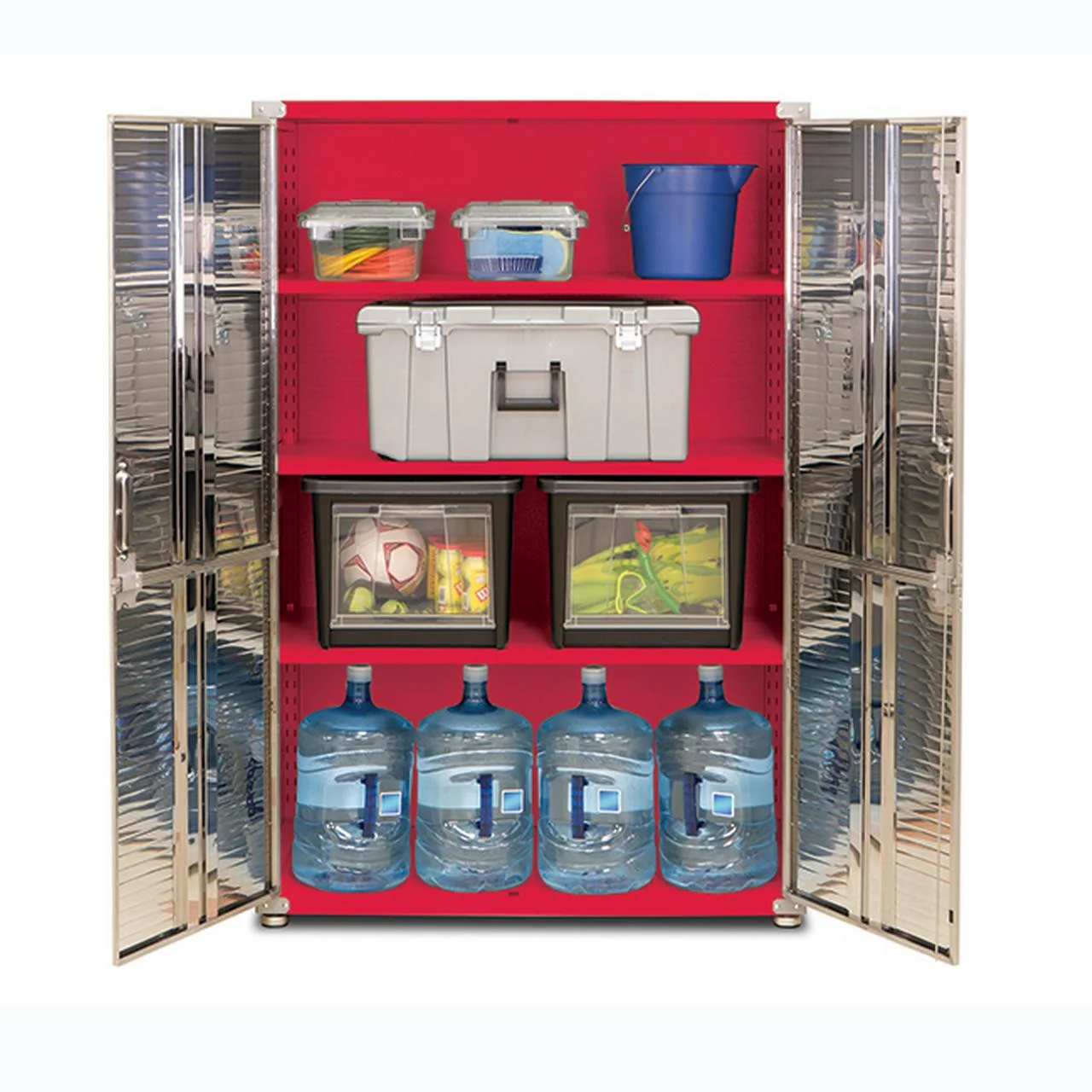Seville Classics UltraHD? Heavy Steel Lockable Organizer Locker Storage Cabinet, 48" W x 24" D, Red - Image 13