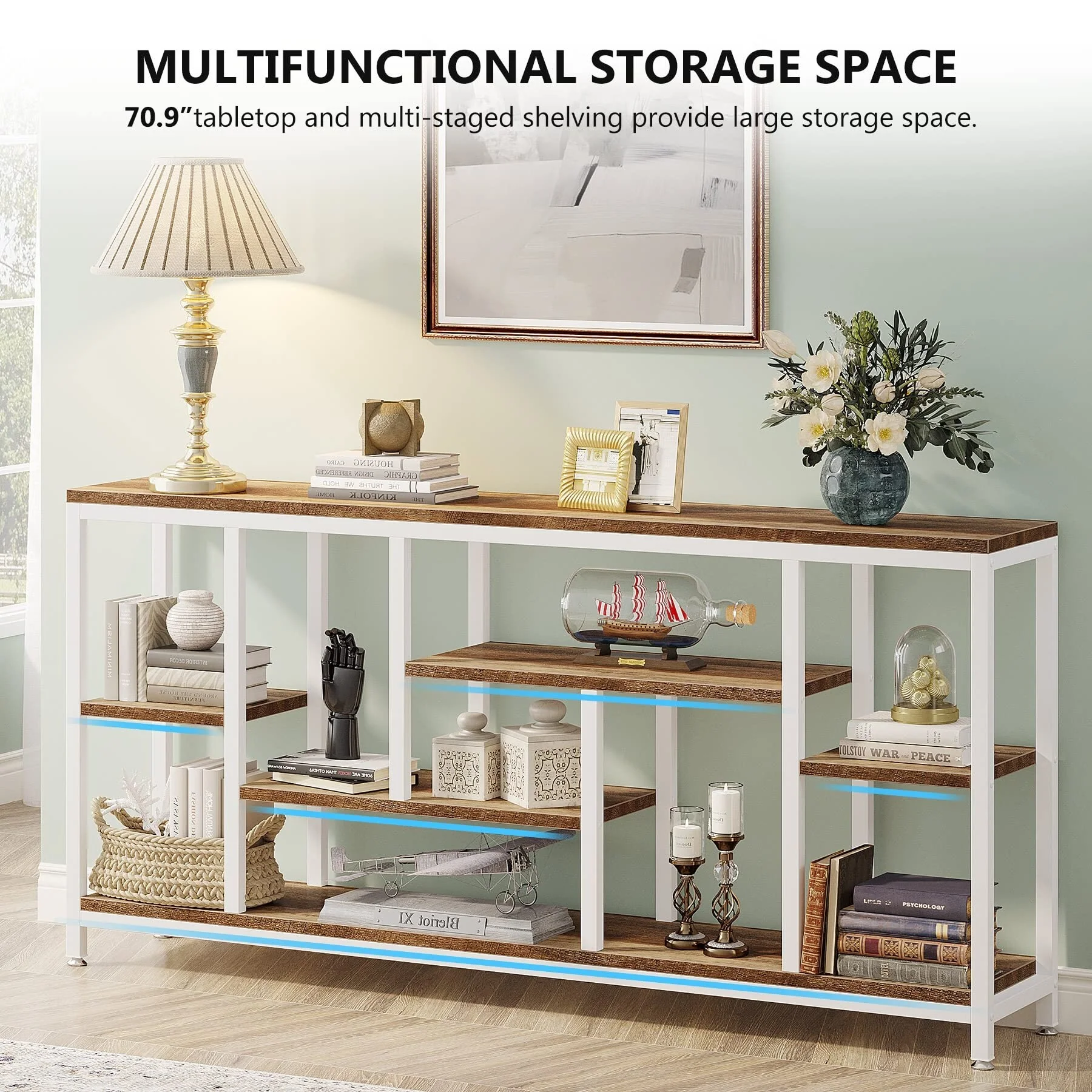 70.9 Inch Console Sofa Table with Storage, 3-Tier Entryway Table for Hallway - Image 20