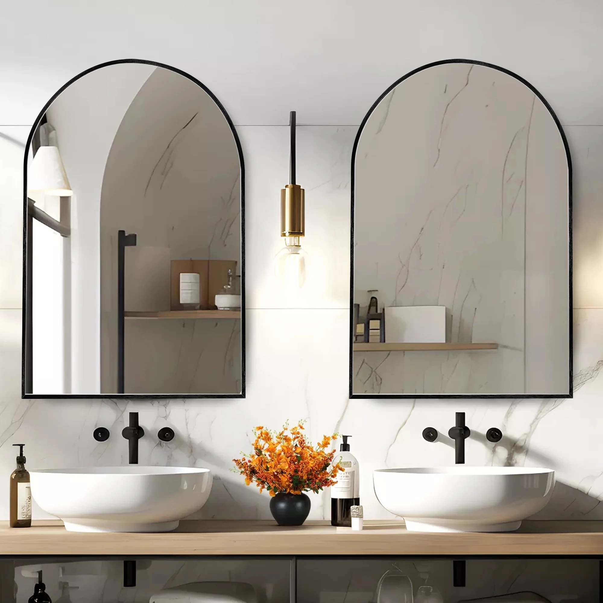 Modern Arch Aluminum Bathroom Wall Mirror, Wall Mounted Vanity Mirror for Bathroom, Bedroom and Home Decor - Image 7