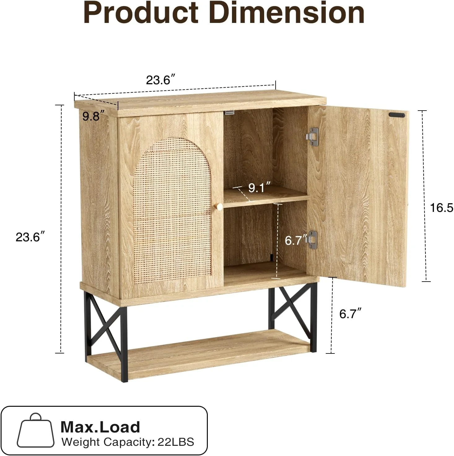 VEANERWOOD Rattan Bathroom Wall Storage Cabinet with Double Doors and Adjustable Shelves, Medicine Wall Storage Cabinet for Kitchen, Toilet, Bathroom - Image 9