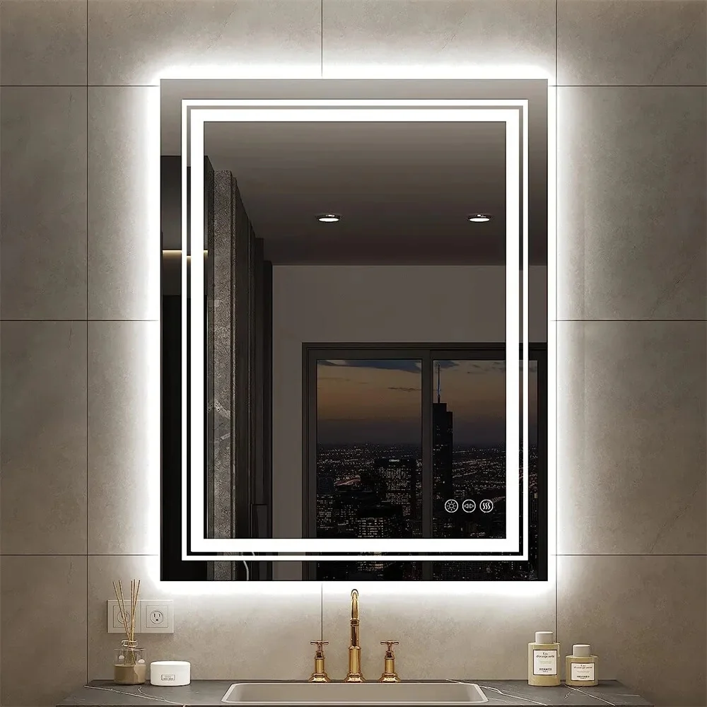 Extra Large LED Lighted Bathroom Mirror, Anti-Fog Wall Mounted Vanity Mirror with 3 Colors - Image 15