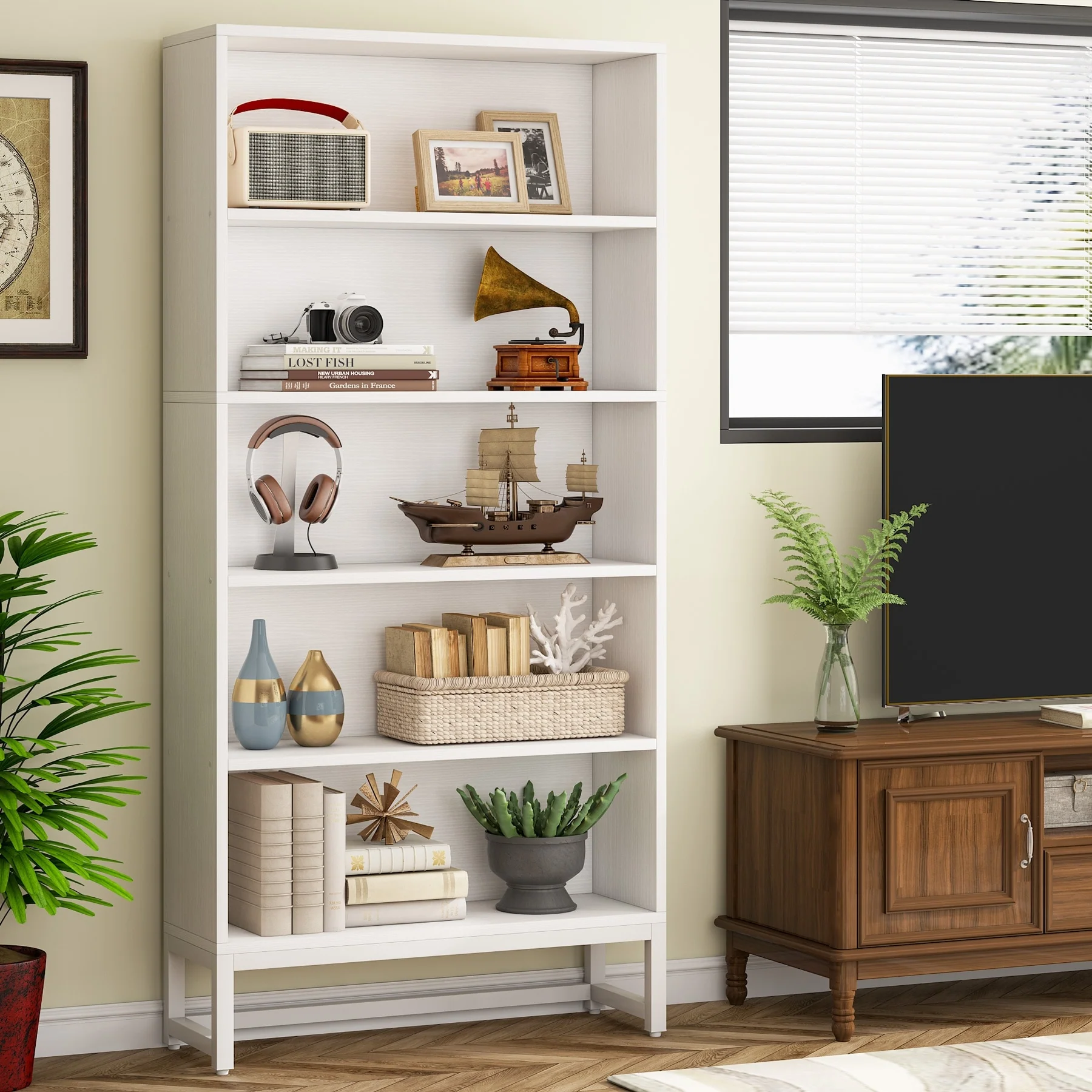 70.87 Inch Tall 5-Tier Bookcase, Large Bookshelf with 31.5 Inch Wide Storage - Image 16
