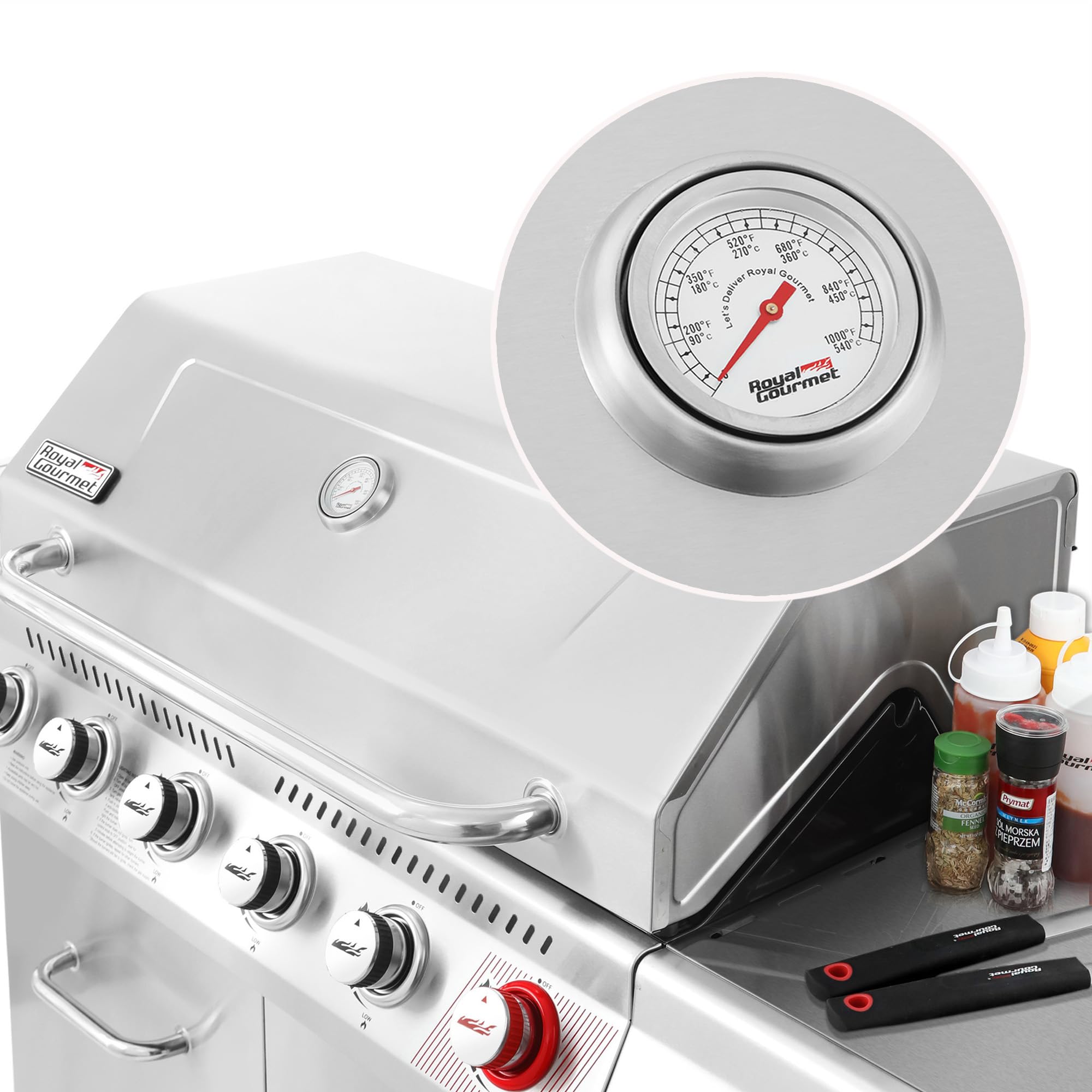 Stainless Steel 6-Burner Gas Grill – 74,000 BTU with Sear & Side Burner, Cabinet Style - Image 8