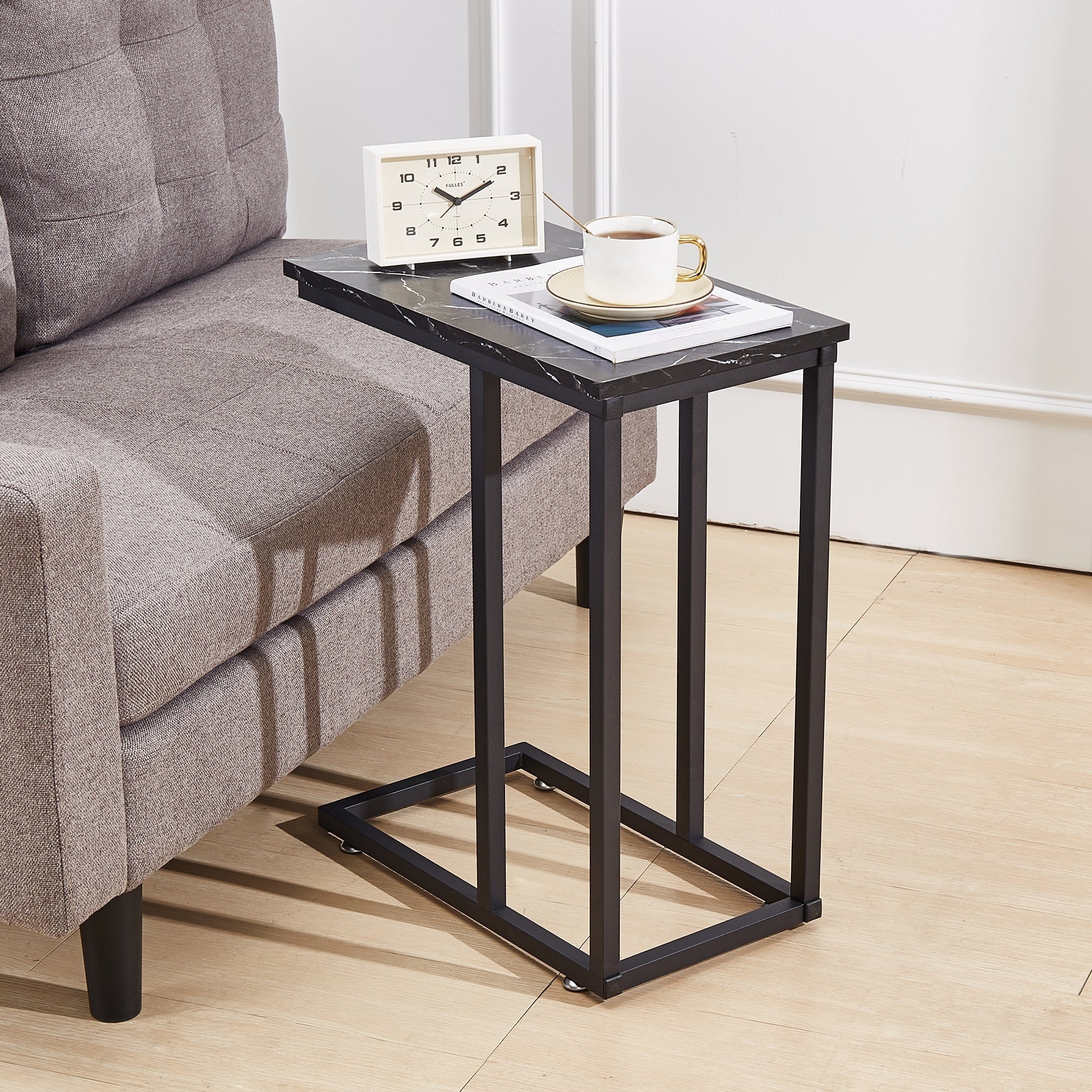 Set of 2 C-Shaped Sofa Side Tables, Small End Tables for Living Room, Bedside and TV Tray - Image 41