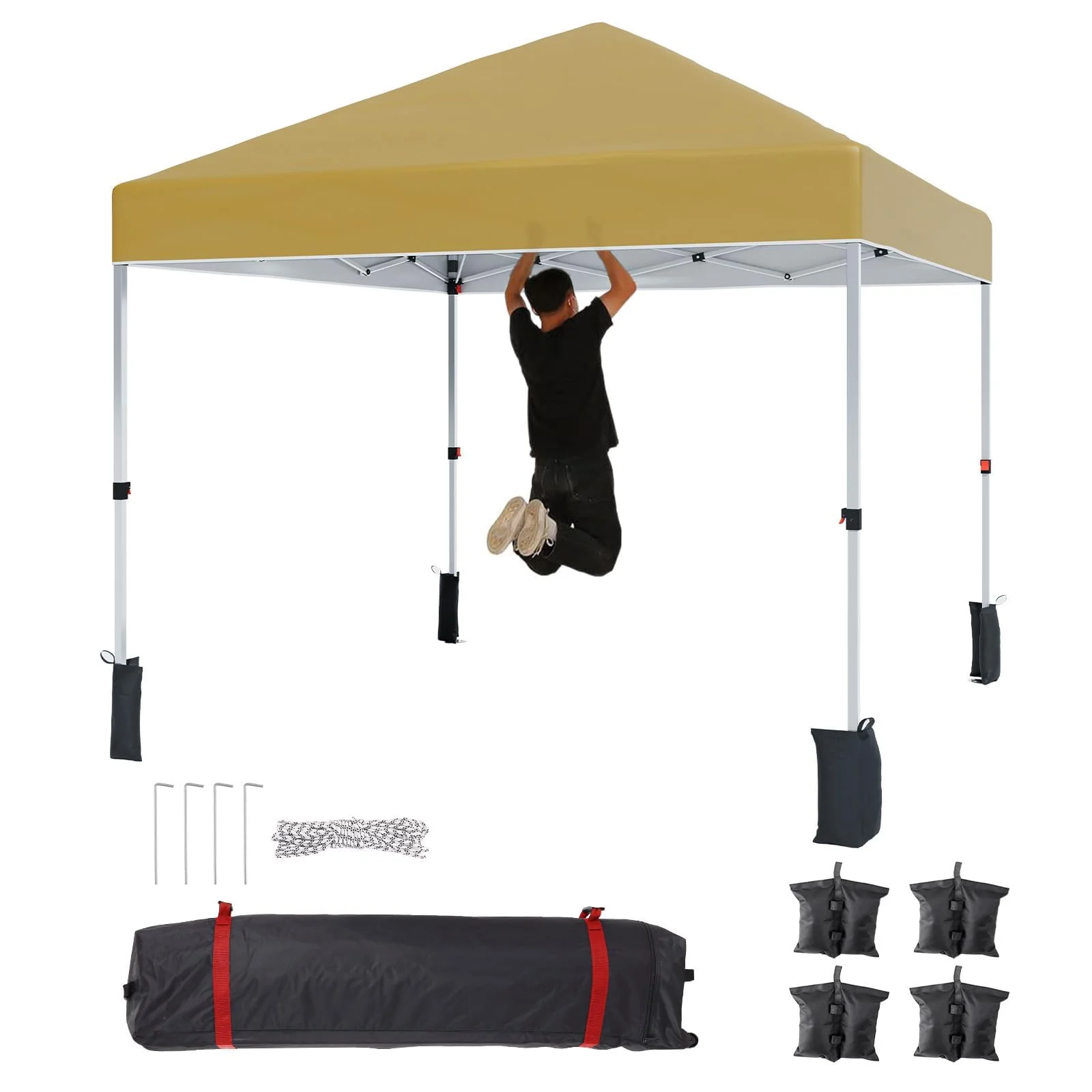 Luku 10x10ft Instant Pop-Up Canopy Tent with Patented Center Lock System, Portable Wheeled Carry Bag, Adjustable Height Straight Legs for Outdoor, Garden, Market, Patio, Yard - Image 13