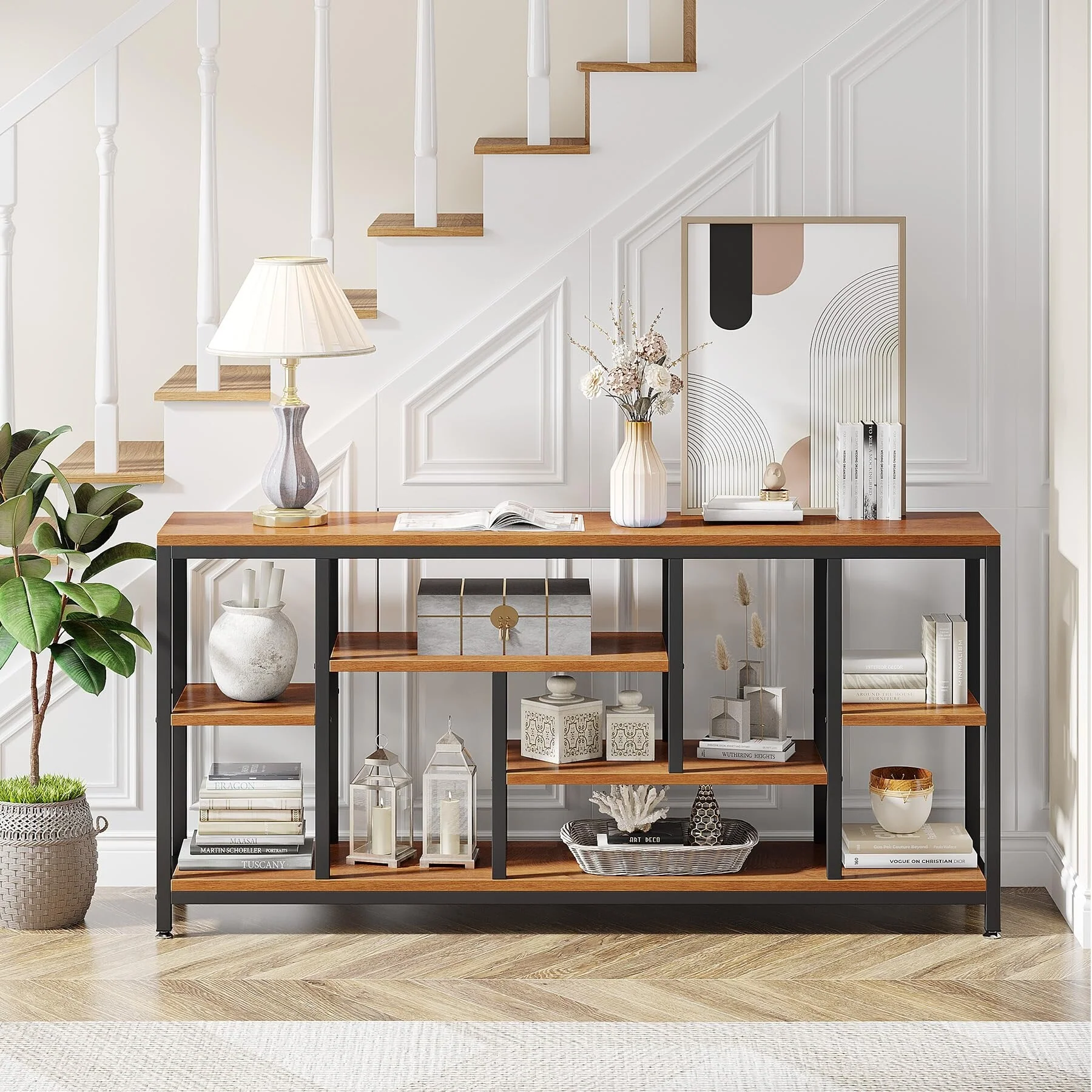 70.9 Inch Console Sofa Table with Storage, 3-Tier Entryway Table for Hallway - Image 13