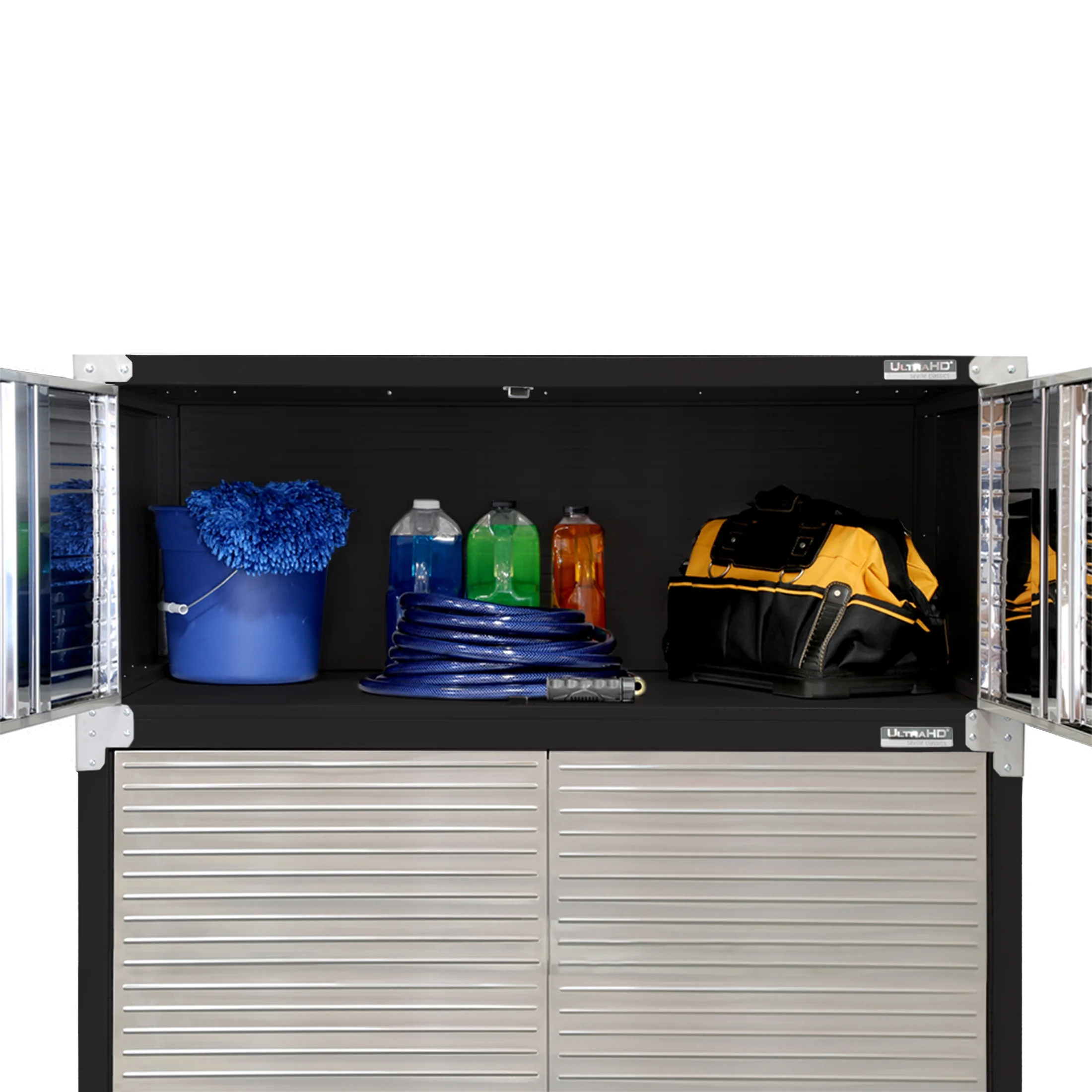 Seville Classics UltraHD Mega 2-Door Lockable Stacker Storage Cabinet, 48" W X 24" D X 18.5" H, Graphite