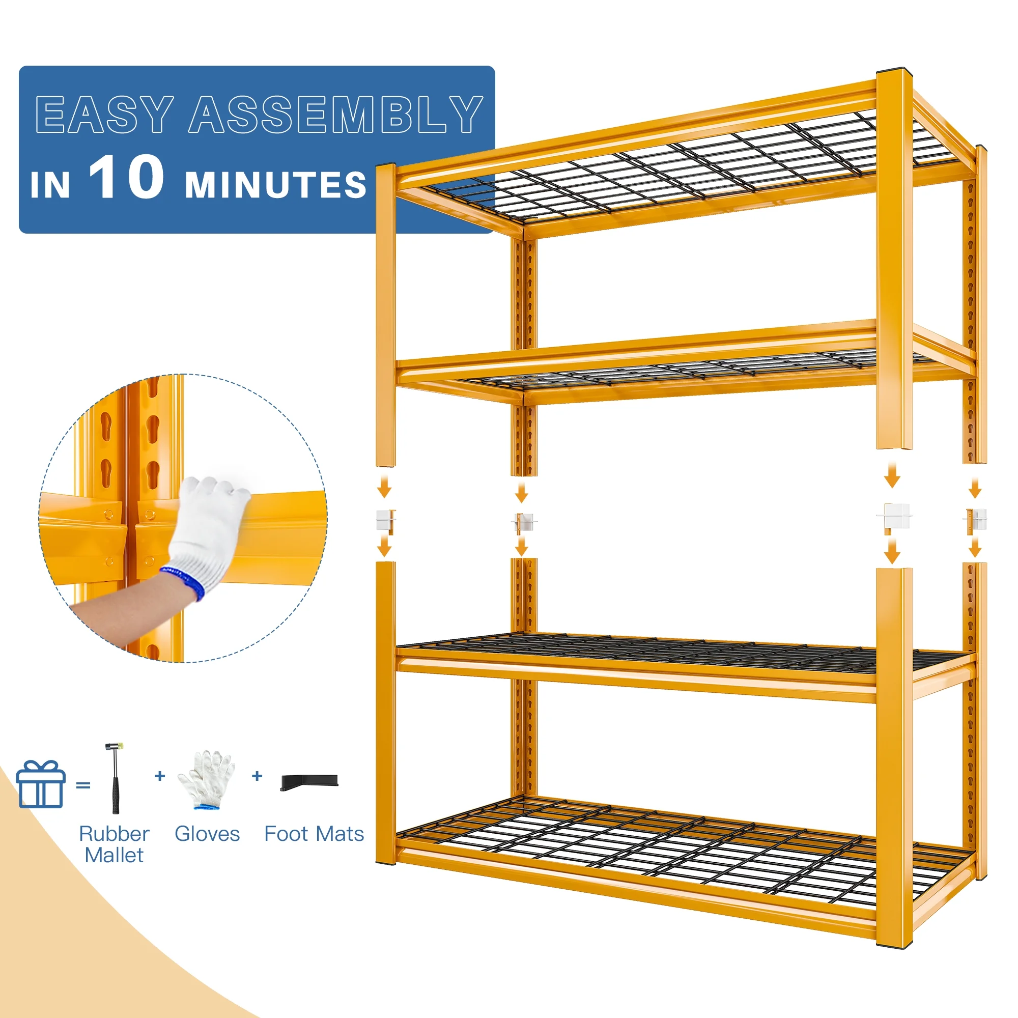 REIBII 2200LBS Garage Shelving Units Heavy Duty Adjustable Metal Shelving 4 Tier Storage Shelves,39.4" W x 19.7" D x 59.9H - Image 15