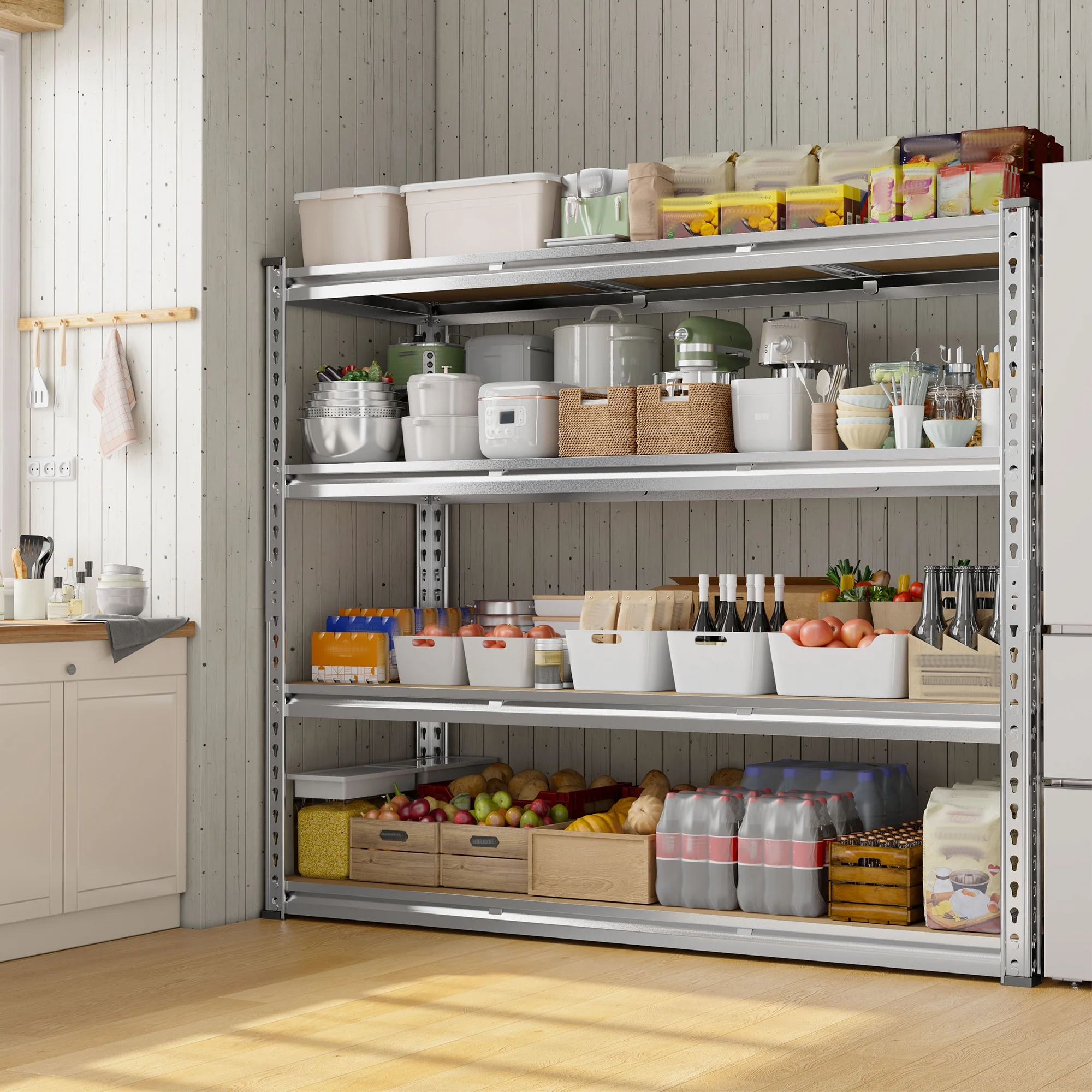 REIBII 48"W Heavy Duty Shelving 3000LBS Steel Shelving Adjustable Garage Storage Industrial Shelf,48"W x 24"D x 72"H - Image 10