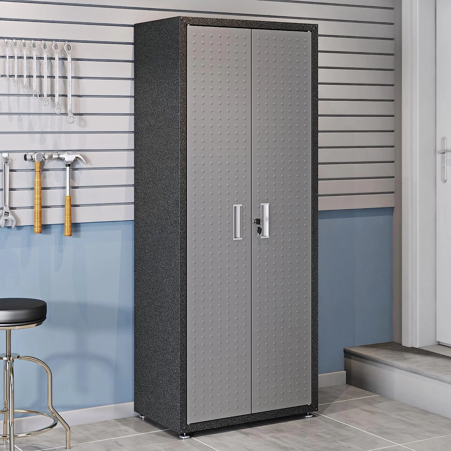 Manhattan Comfort Fortress Standing Cabinet Storage, Black/Gray - Image 2