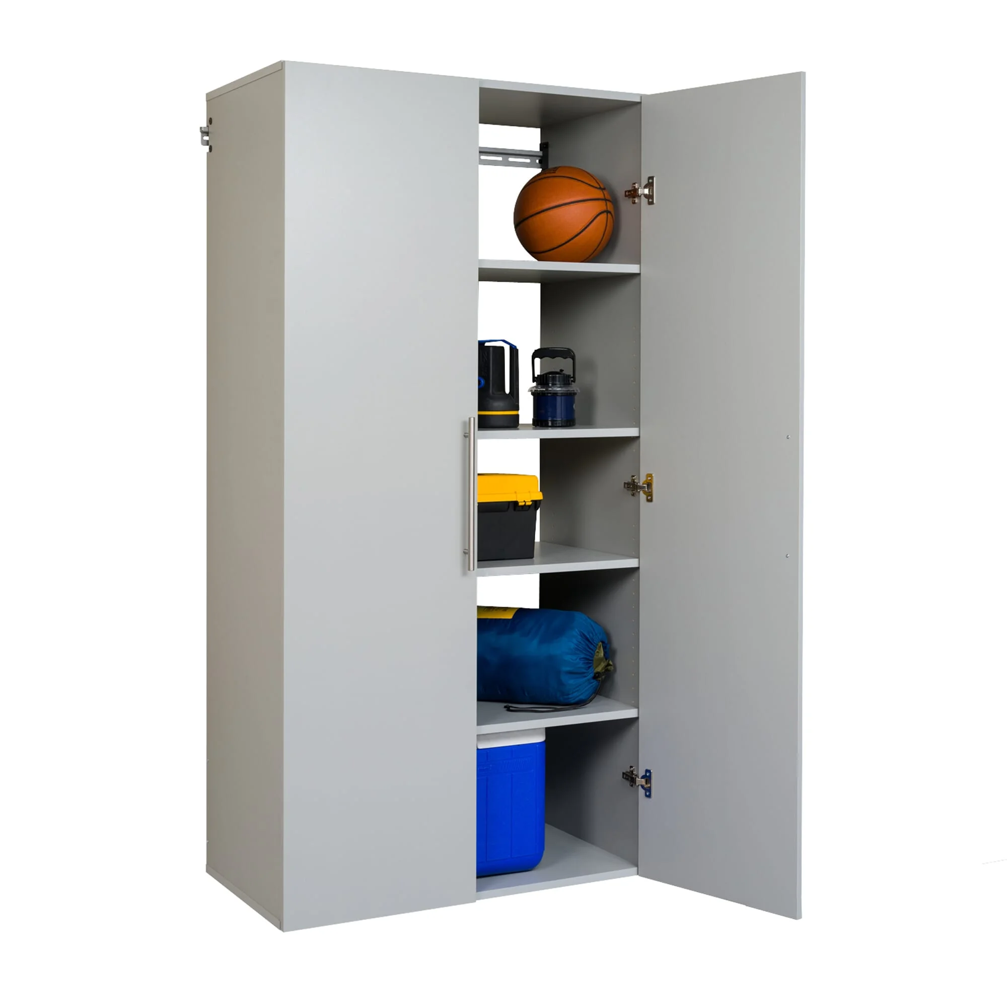 Prepac HangUps Large Storage Cabinet - Immaculate Light Gray 36" Cabinet with Storage Shelves and Doors; Ideal for Bin and General Storage Solutions - Image 4