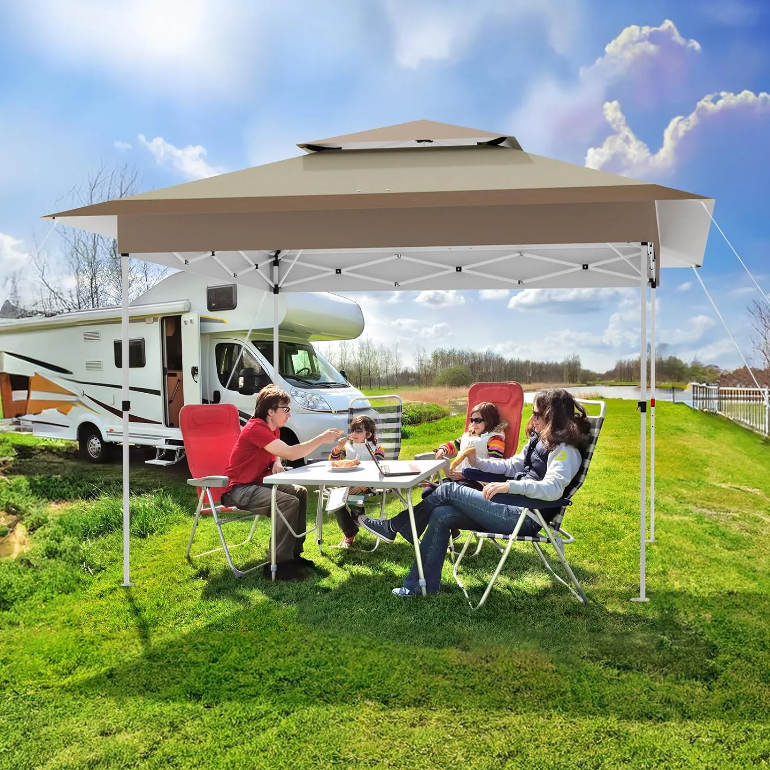 Arlopu White 12' x 12' Ez Pop Up Canopy Tent Portable Instant Folding Shelter Outdoor Camping Canopy Patio Party Gazebo - Image 17