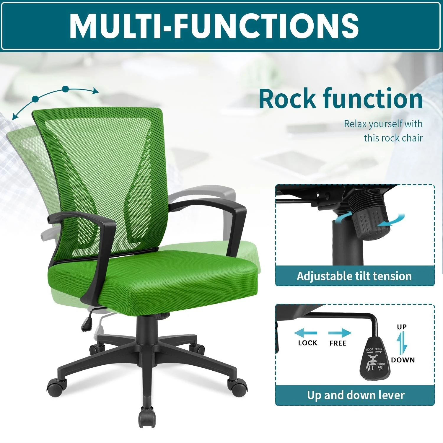 Ergonomic Mesh Office Chair with Lumbar Support, Breathable Computer Desk Chair - Image 39