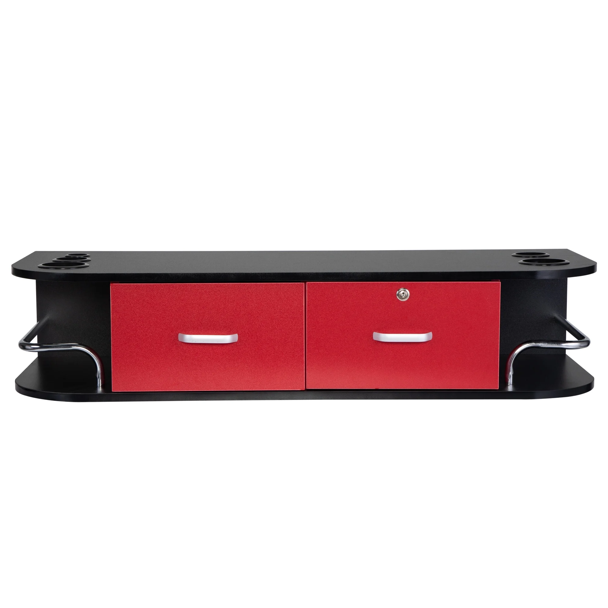 RESHABLE Modern Wall-Mounted Salon Station Barber Cabinet with Locking Drawer Storage Table for Hair Stylist Black - Image 21