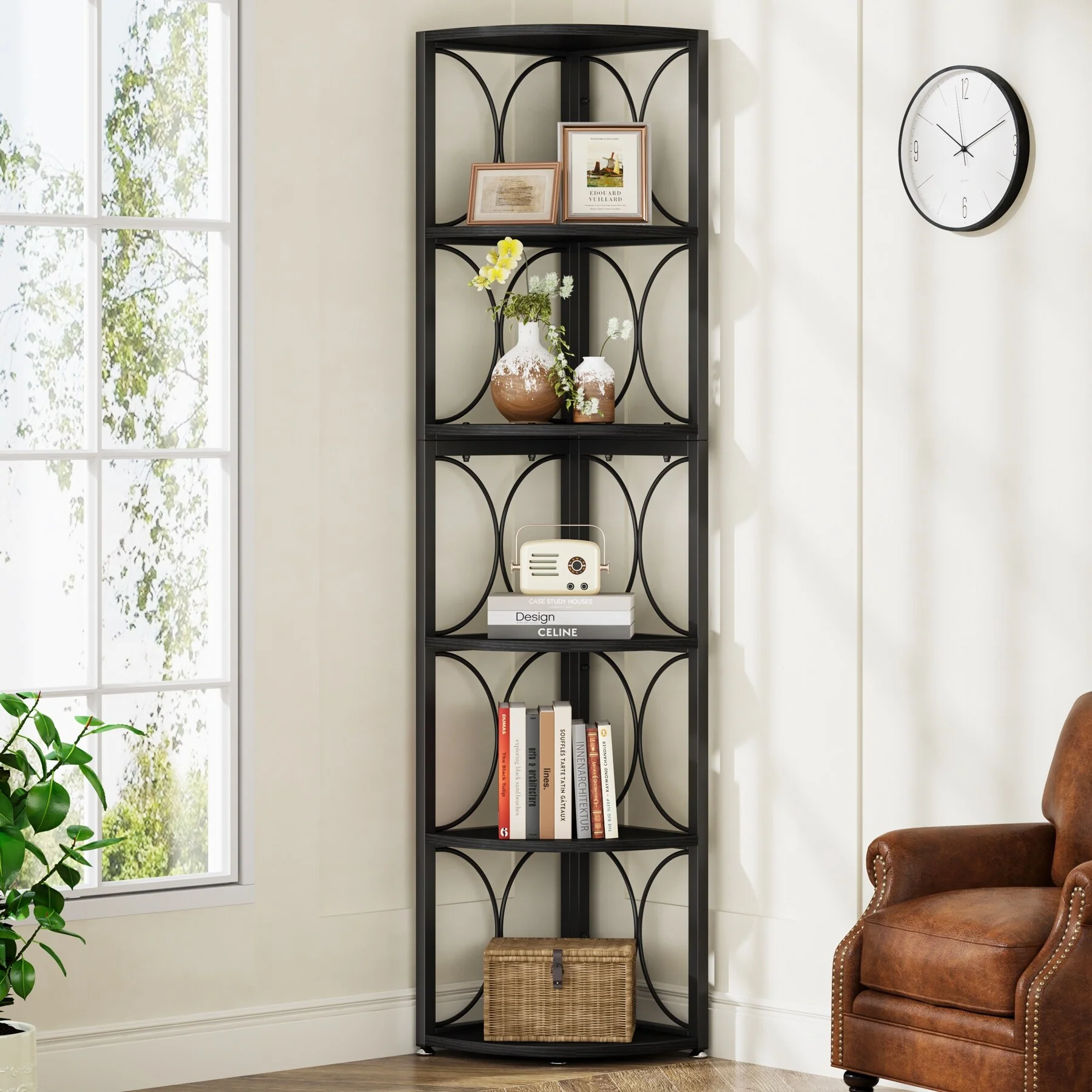 67 Inch Tall Corner Shelf, Freestanding Corner Bookshelf and Storage Shelving Unit - Image 15