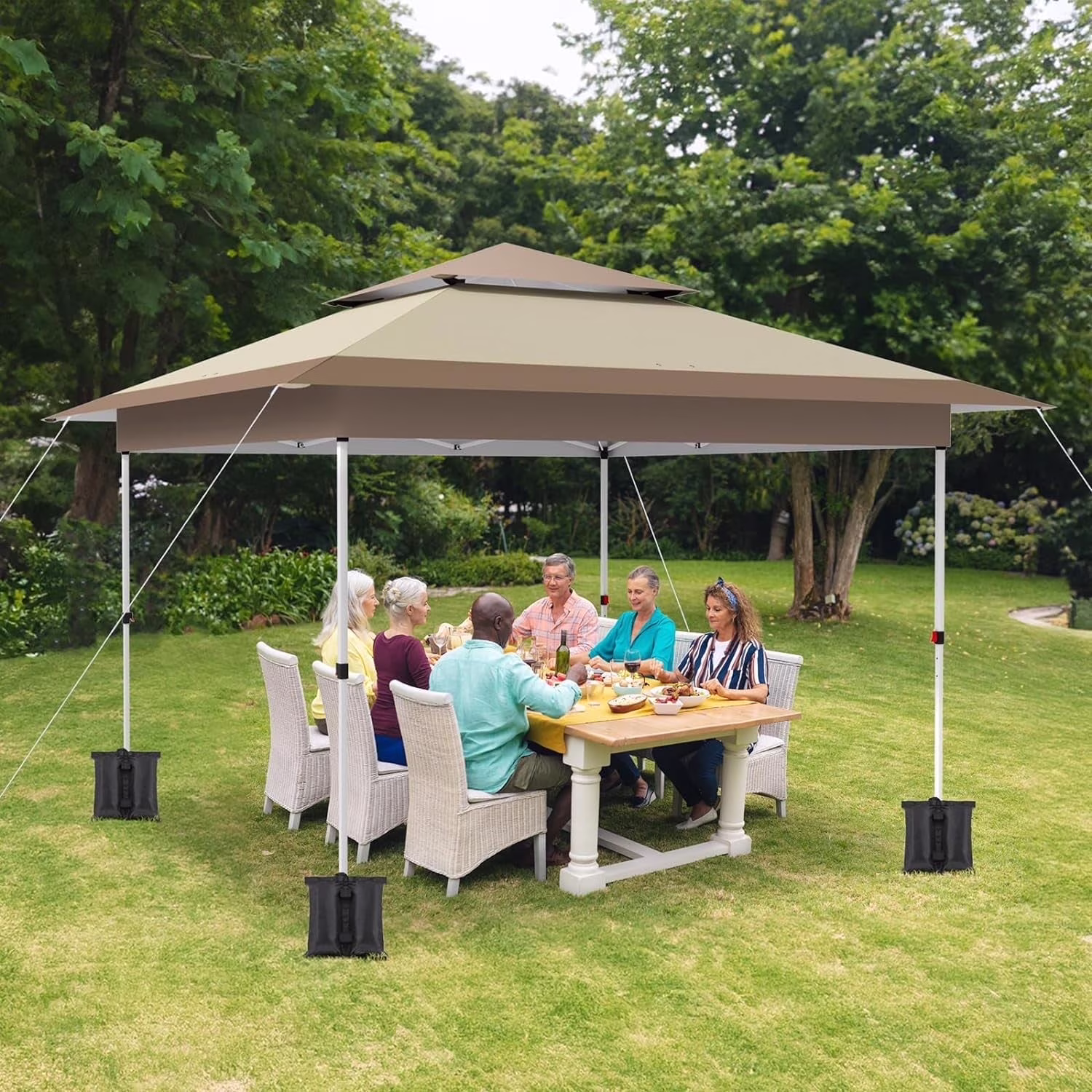 Arlopu White 12' x 12' Ez Pop Up Canopy Tent Portable Instant Folding Shelter Outdoor Camping Canopy Patio Party Gazebo - Image 3