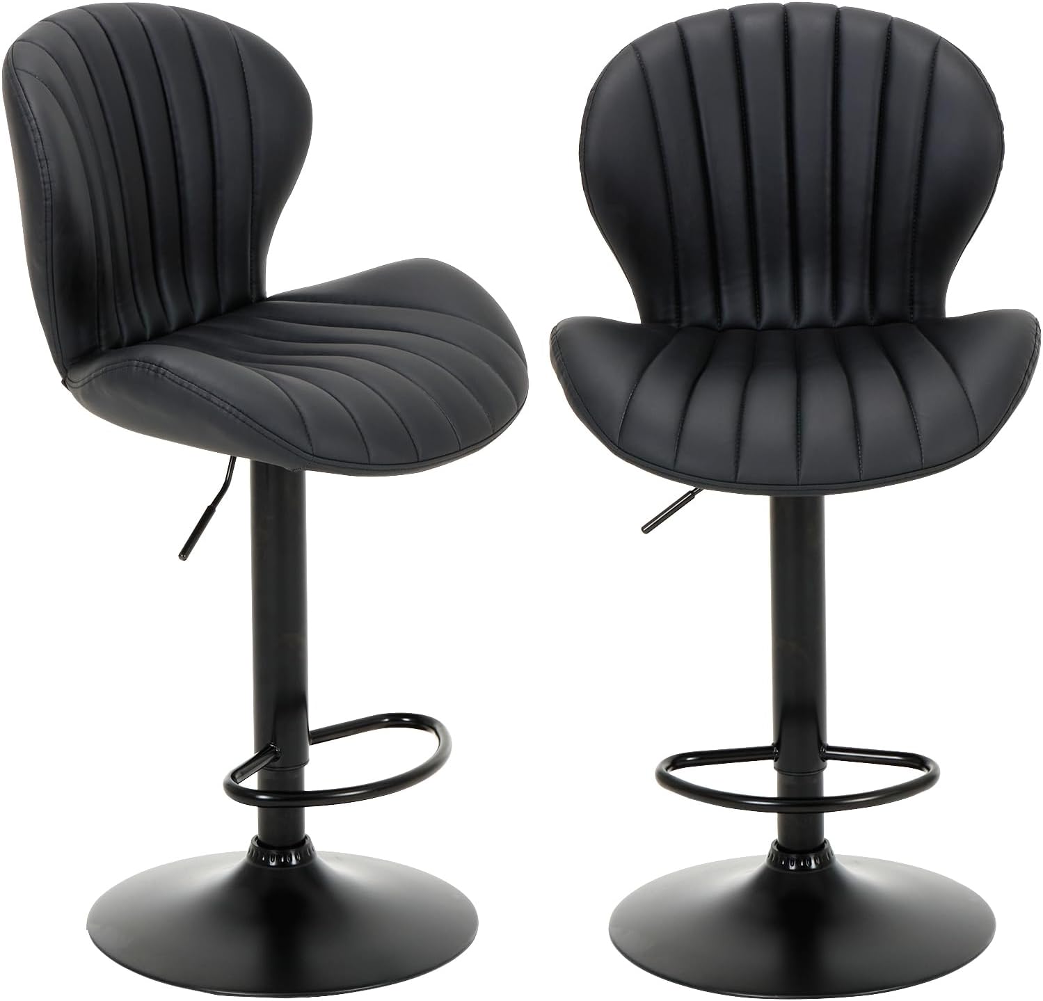 Bar Stools Set of 6, Modern Swivel Bar Chairs, Adjustable Faux Leather Upholstered Barstools Counter Height with High Backrest for Bar, Kitchen Island, Dining Room, Black - Image 21