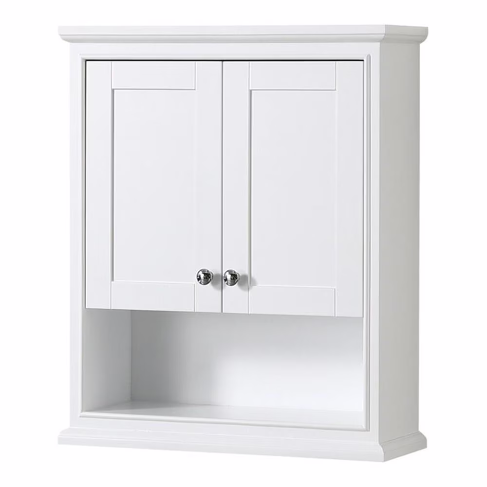 Wyndham Collection Deborah Over-the-Toilet Bathroom Wall-Mounted Storage Cabinet in Dark Gray with Matte Black Trim - Image 6