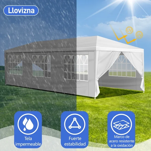 10'x30' Outdoor Party Tent with 8 Removable Sidewalls, Waterproof Canopy Patio Wedding Gazebo, White,white - Image 7