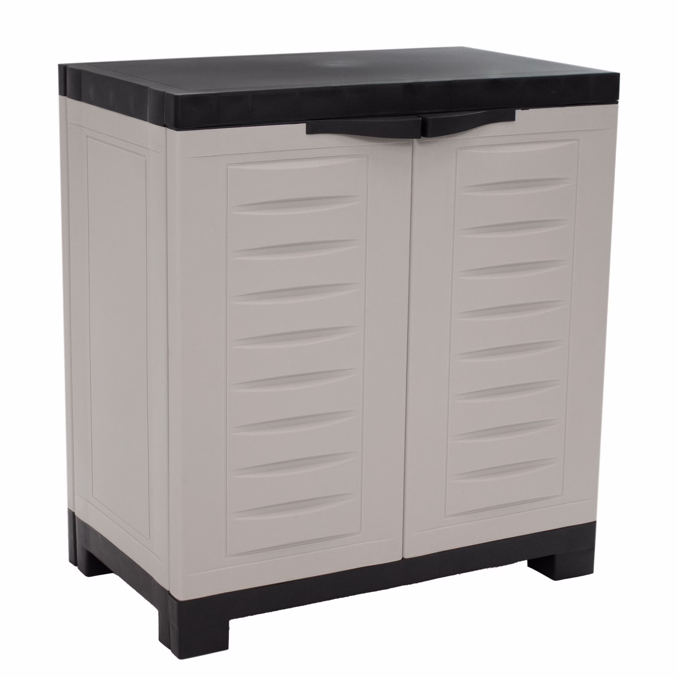 Sunnydaze Adjustable 25.5" Plastic 1-Shelf Freestanding Garage Storage Cabinet, Gray w/ Charcoal Trim
