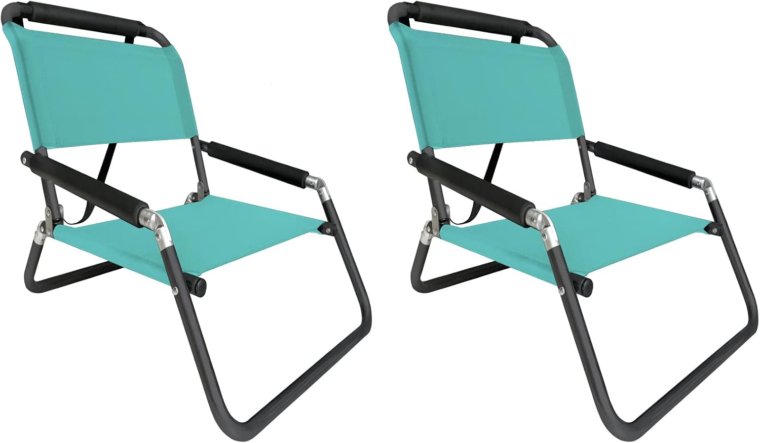 Lightweight Portable Foldable Recliner Beach Chairs, with Slip Pockets and Shoulder Strap, 2 Pack, Black, XL - Image 5