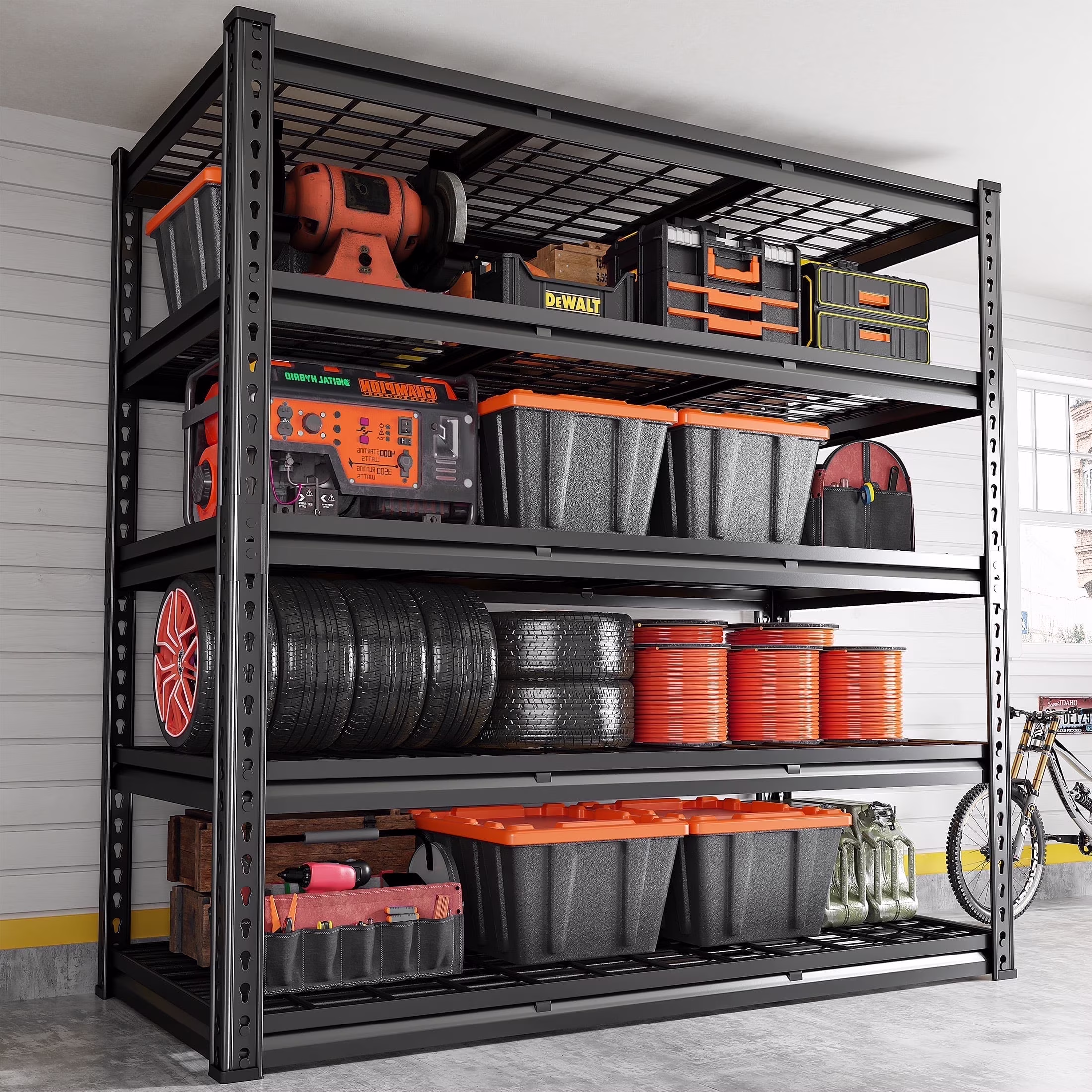 REIBII 48" W Garage Shelving Units 5 Tier Storage Shelves Heavy Duty Adjustable Metal Utility Shelf-72" H x 48" W x 24" D