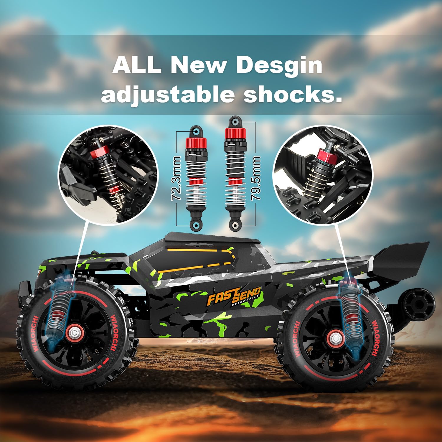 1/16 RTR Brushless Fast RC Cars, 42mph with 2 Batteries - Image 3