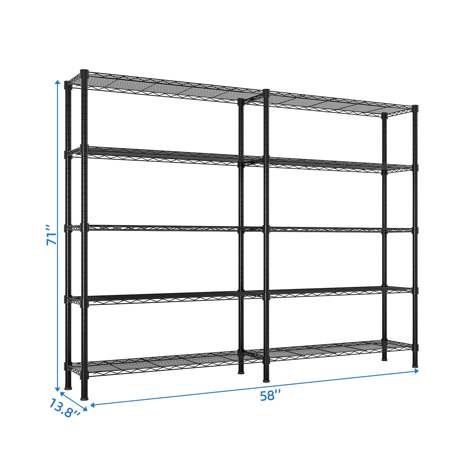 SamyoHome 58"W Storage Rack, Hevy Duty Garage Wire Shelving Chrome, Adjustable Metal Pantry Shelf for Garage Storage Organizer, 1500 lbs Capacity - Image 5