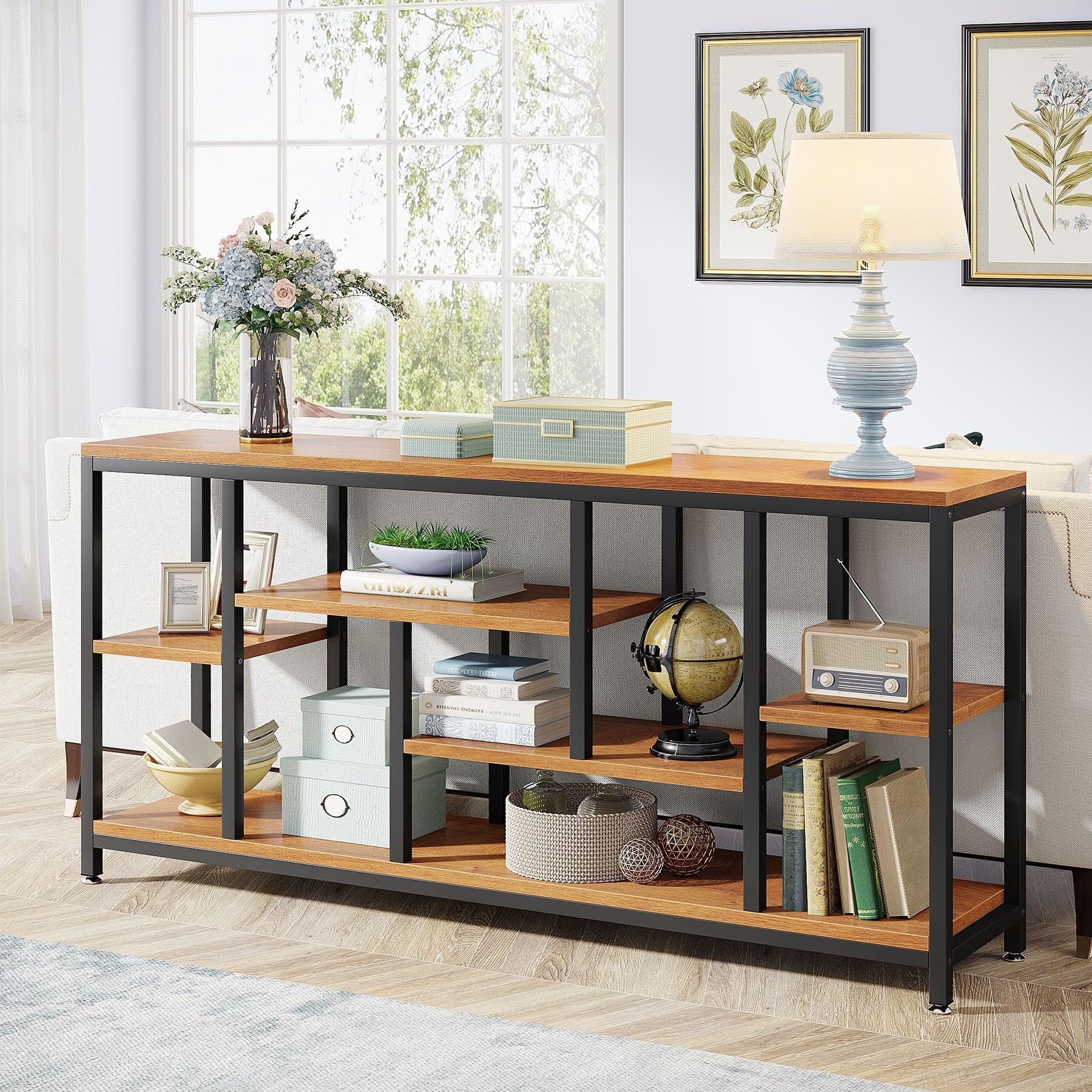 70.9 Inch Console Sofa Table with Storage, 3-Tier Entryway Table for Hallway - Image 11