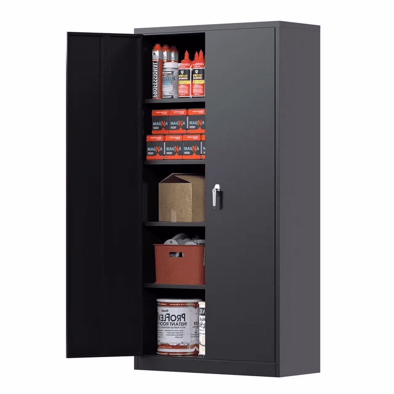 GAEANET 2 Door Metal Storage Cabinet with 5 Adjustable Shelves &Pegboard, 71" H-32" W-16" D Locking Steel Garage Cabinet, for Garage,Office,Home,Gym,School, File Cabinet,Assembly Required, Black - Image 18