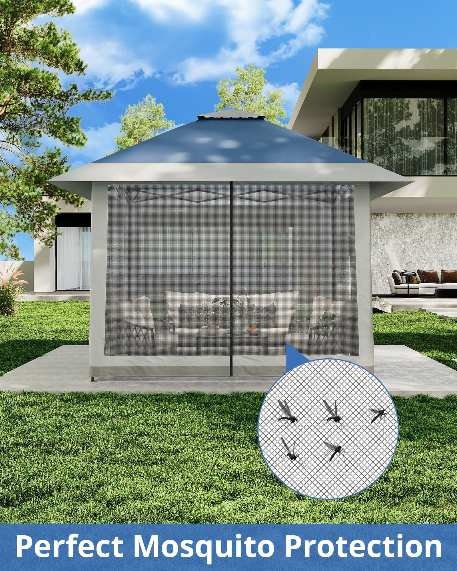Accreate 13' X 13' Outdoor Patio Gazebo,Outdoor Canopy Tent with Mosquito Netting,Backyard Tent for Party, Wedding, Outdoor Dining, Patio, Backyard - Image 8
