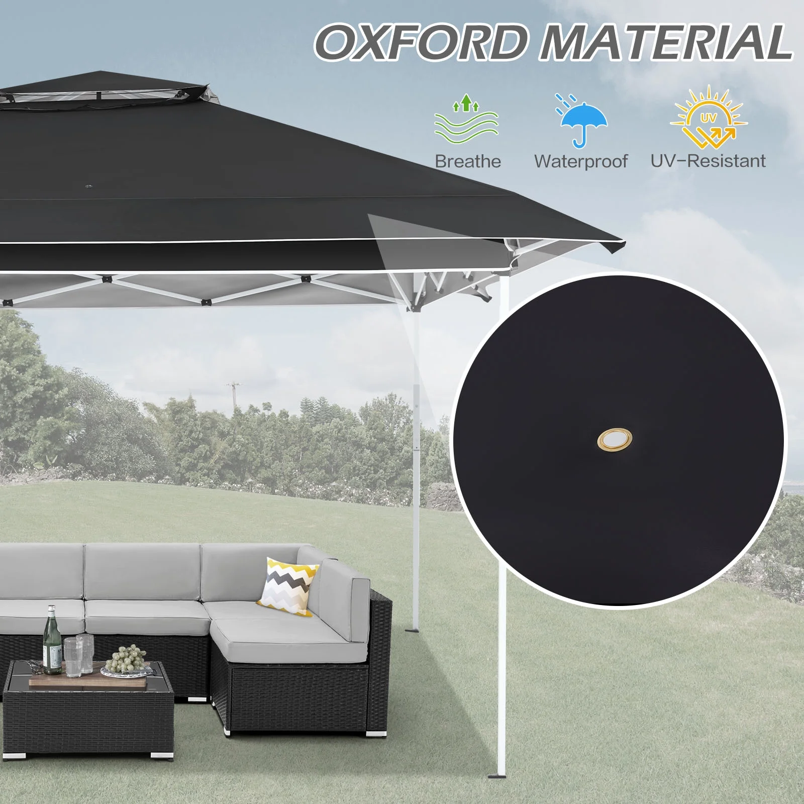 AVAWING 12x12 ft Outdoor Pop-up Canopy Party Tent Easy Setup Patio Wedding Tent, Khaki - Image 78