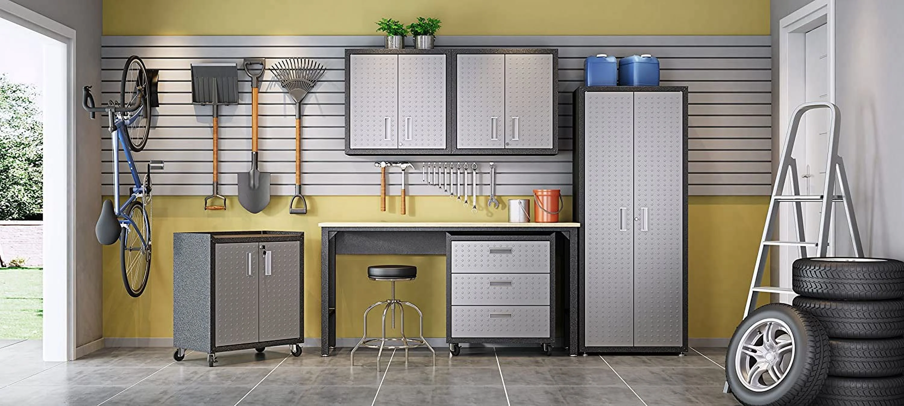 Manhattan Comfort Fortress Standing Cabinet Storage, Black/Gray - Image 11
