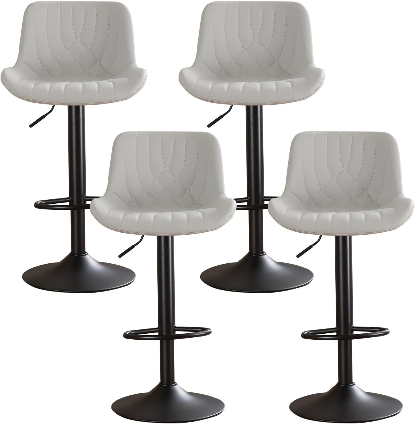 Modern Adjustable Bar Stools Set of 2,Swivel Backs with Faux Leather Counter Height for Kitchen Island Breakfast Bar Chairs Padded Seats for Bar(Black) - Image 9