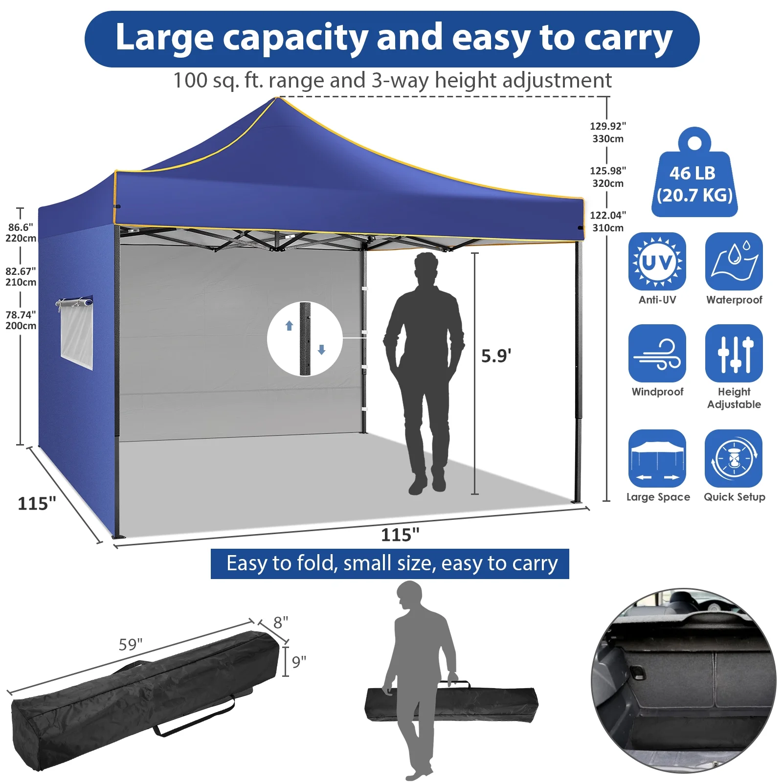 SANOPY 10'x10' Pop up Canopy Tent Anti-UV Waterproof Outdoor Gazebo Instant Party Wedding Backyard Canopy Tent Shade Shelter for Backyard, Patio, Parties,Khaki - Image 27