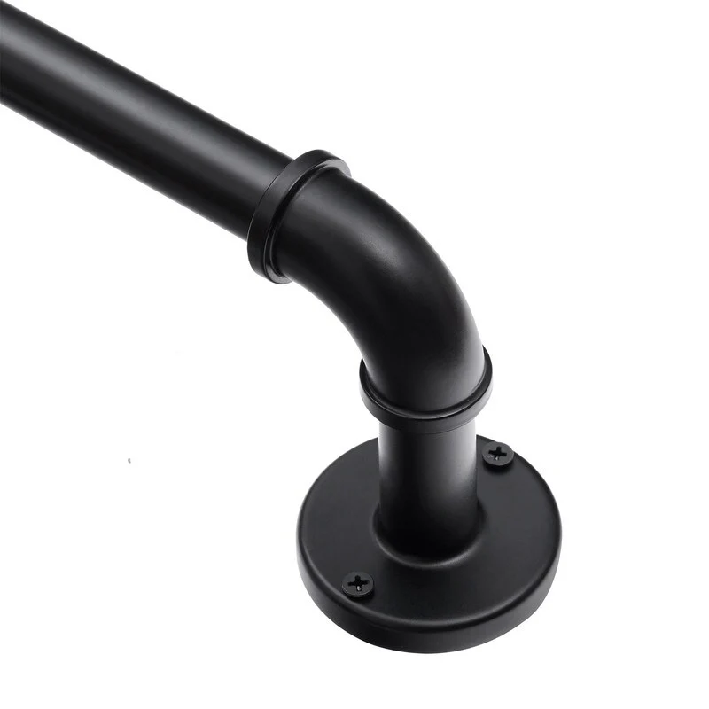 1 Inch Industrial Curtain Rods for Windows, Blackout Wrap-Around Rods, Rustic Matte Black - Image 5
