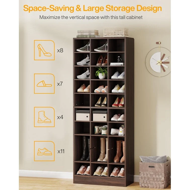 10-Tier Tall Shoe Cabinet, 30-Pair White Wood Shoe Storage Rack for Entryway and Closet - Image 29