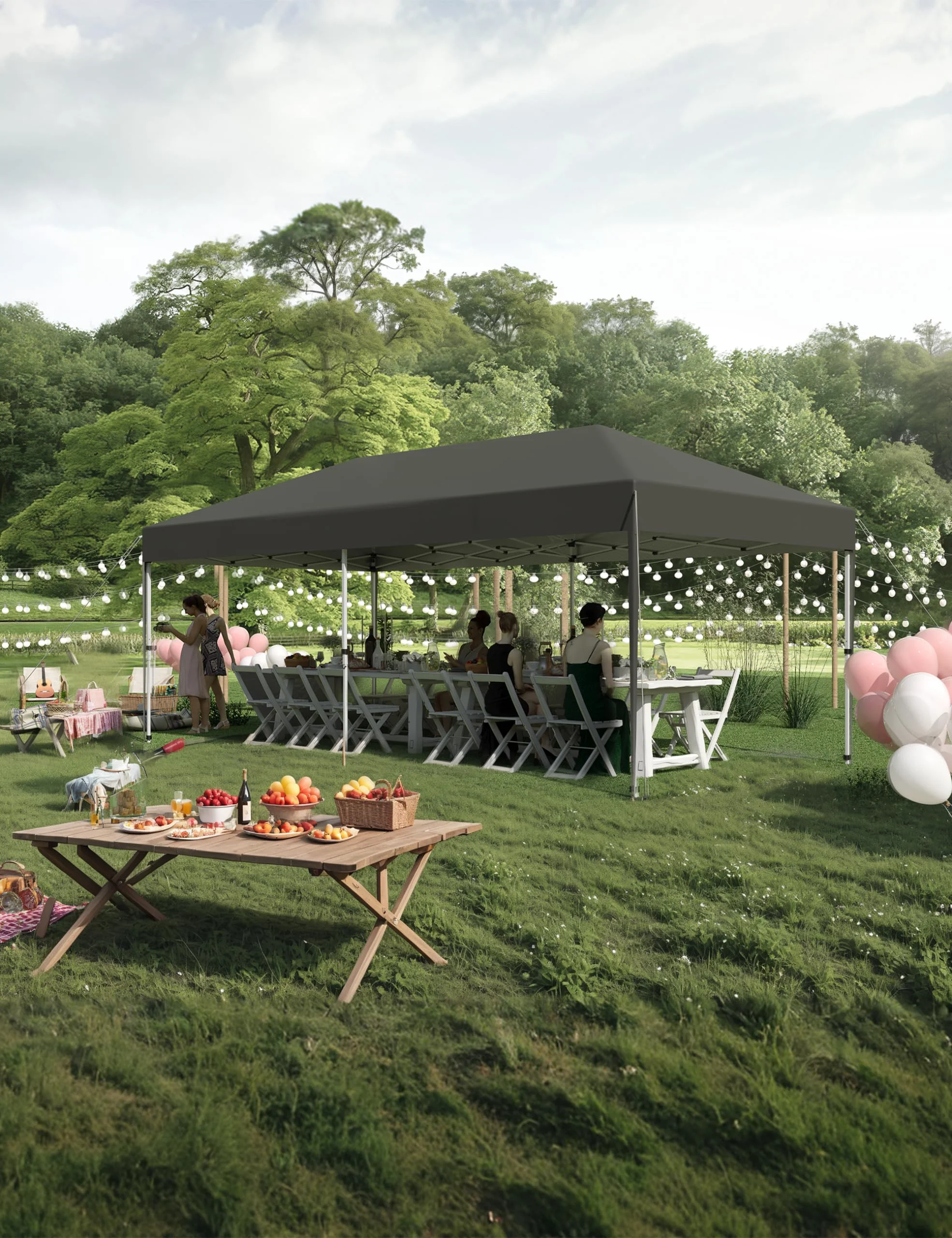 DSstyles 10x10 Ft Pop Up Canopy Tent Easy One Person Set-up, Instant Portable Shelter with 4 Stakes, 4 Ropes, 4 Sandbags for Patio, Outdoor Activities - Image 14