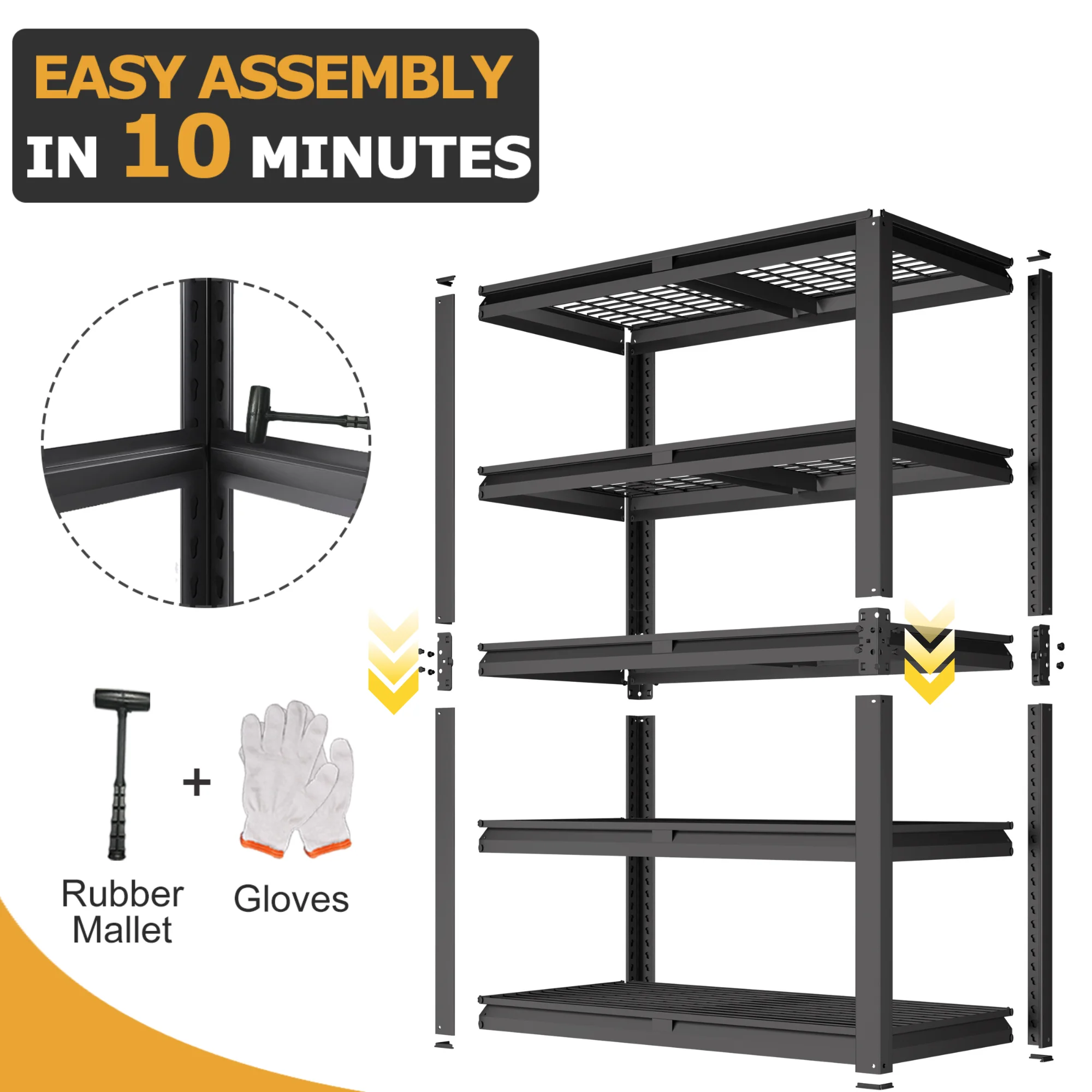 TrumanPick Storage Shelves 2500LBS Metal Wire Shelving Units Garage Storage Rack 48"W x 18"D x 72"H Heavy Duty Adjustable Industrial Shelving - Image 7