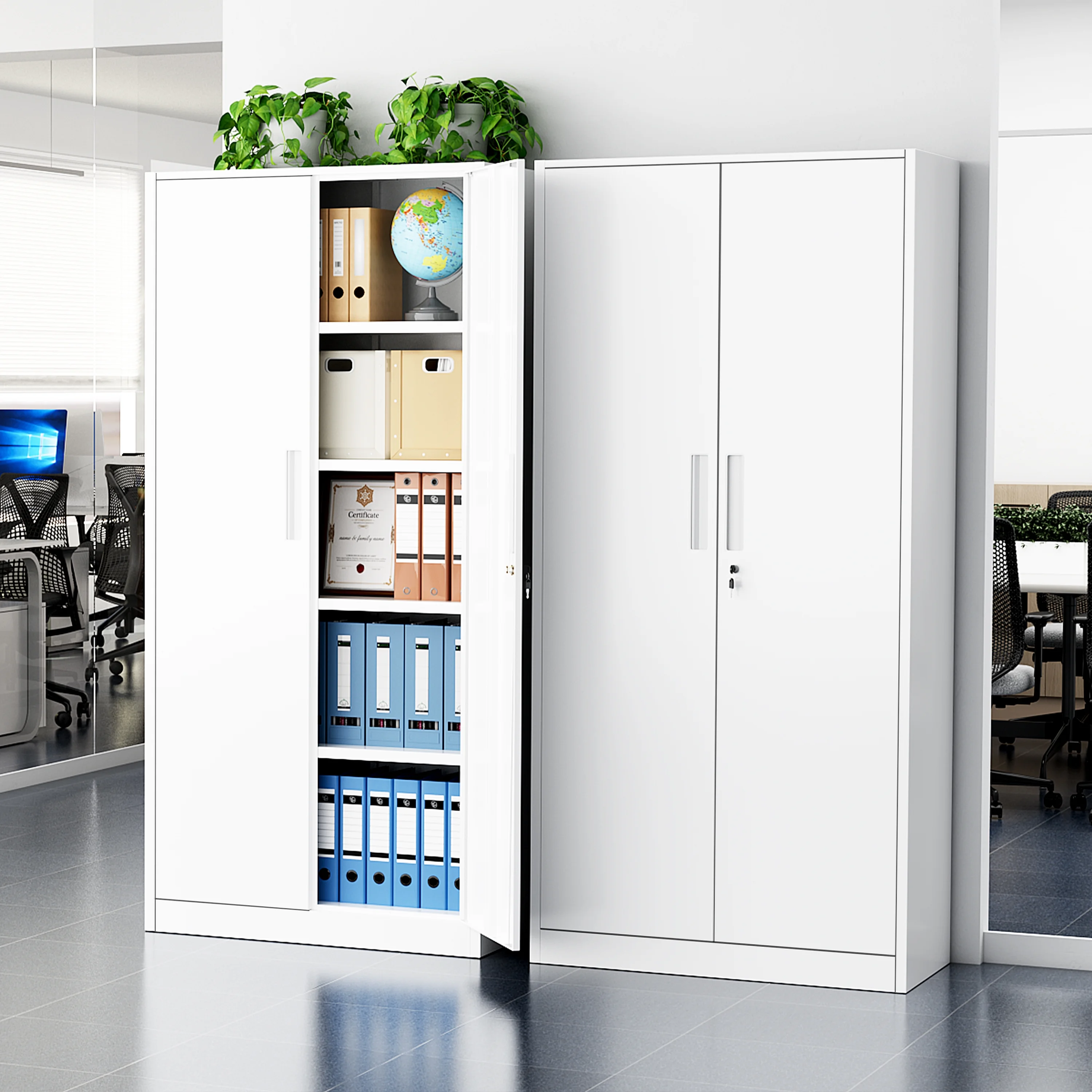 SUNCROWN 71 In Metal Storage Garage Cabinets with Locking Doors and Adjustable Shelves, Steel Storage Cabinet for Garage, Office, Classroom, Assemble Required(White) - Image 7
