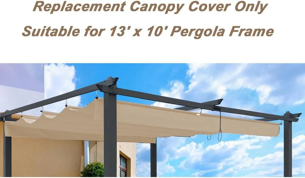 Outdoor Patio Pergola Replacement Canopy Top Cover Gazebo Replacement Shade Cover (Gray-for 13x10 Ft Pergola Frame) - Image 14