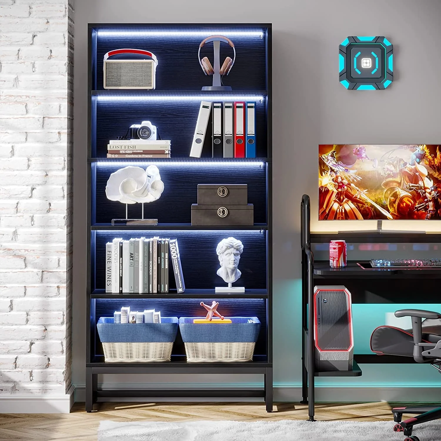 70.87 Inch Tall 5-Tier Bookcase, Large Bookshelf with 31.5 Inch Wide Storage - Image 10