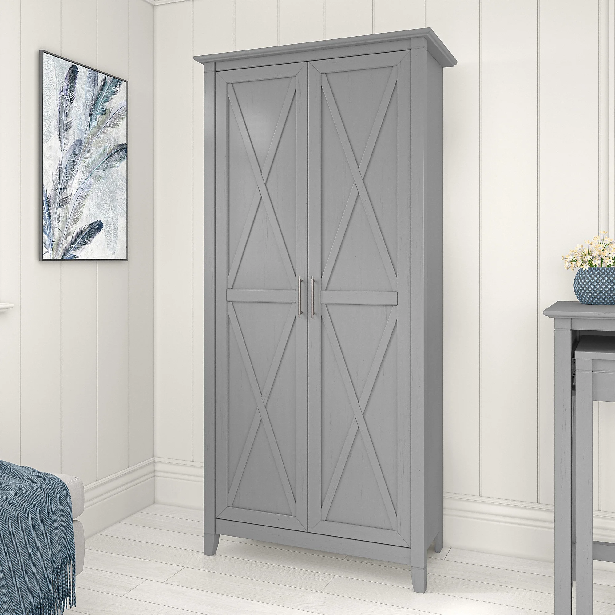 Key West Tall Storage Cabinet with Doors in Bing Cherry - Engineered Wood - Image 18
