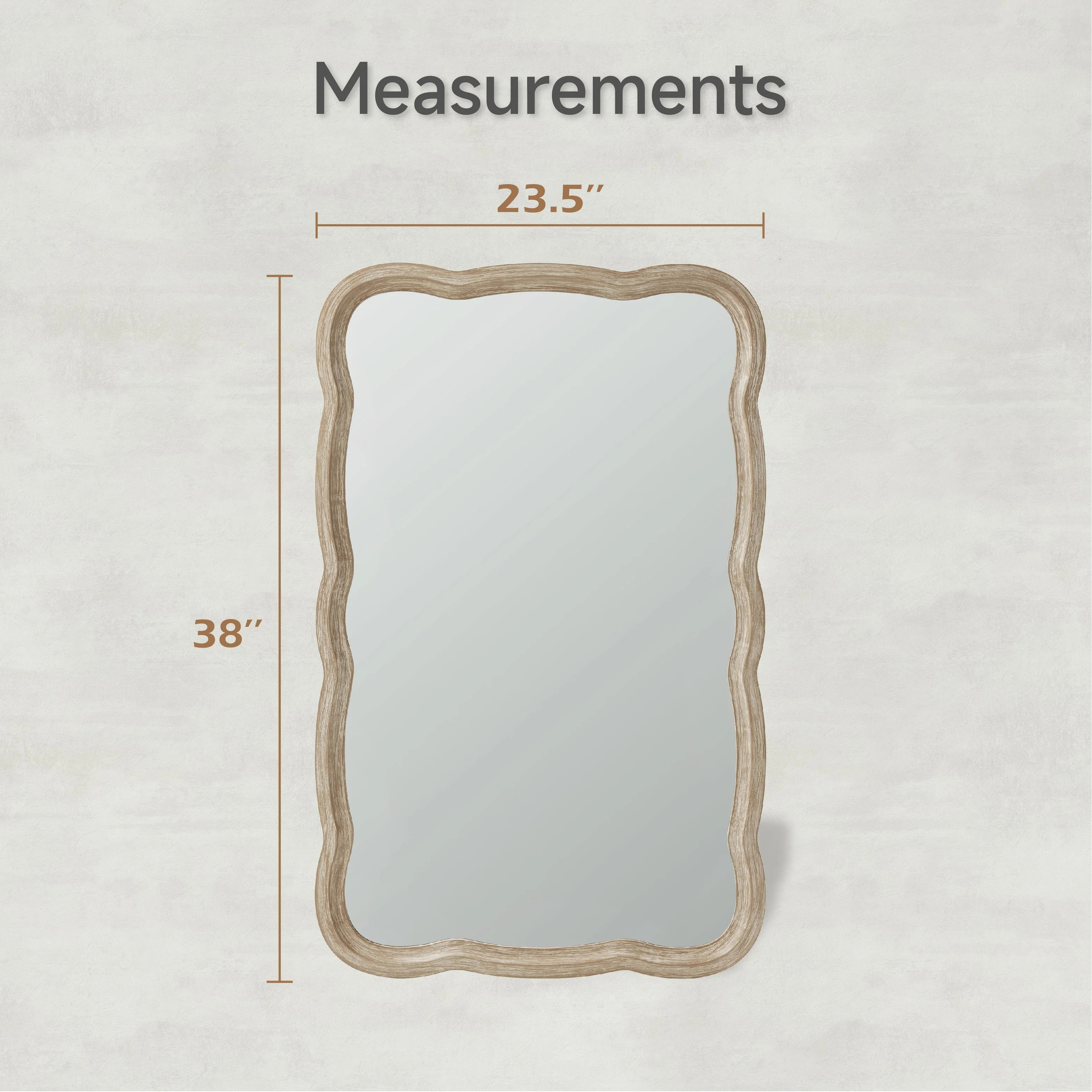 Curved Scallop Wood Frame Accent Mirror, Modern Decorative Wall Mirror for Living Room, Bedroom and Entryway - Image 19