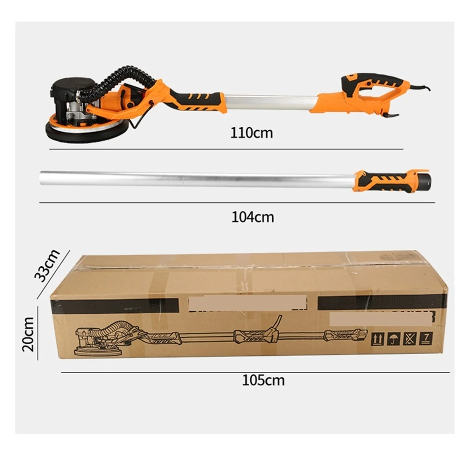 9-inch Electric Drywall Sander 225MM Wall Grinding Machine Putty Dustless Self -vacuum LED Long Rod Polishing Sand Paper Machine ,Low Vibration - Image 7