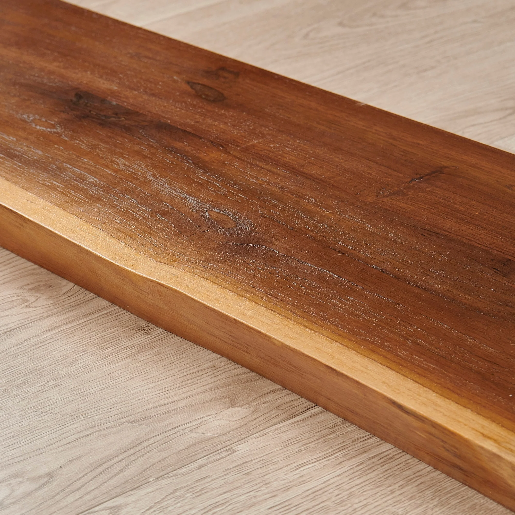 1 Piece Teak Wood Wall Shelf with Live Edge, Rustic Floating Shelf for Home Decor - Image 12